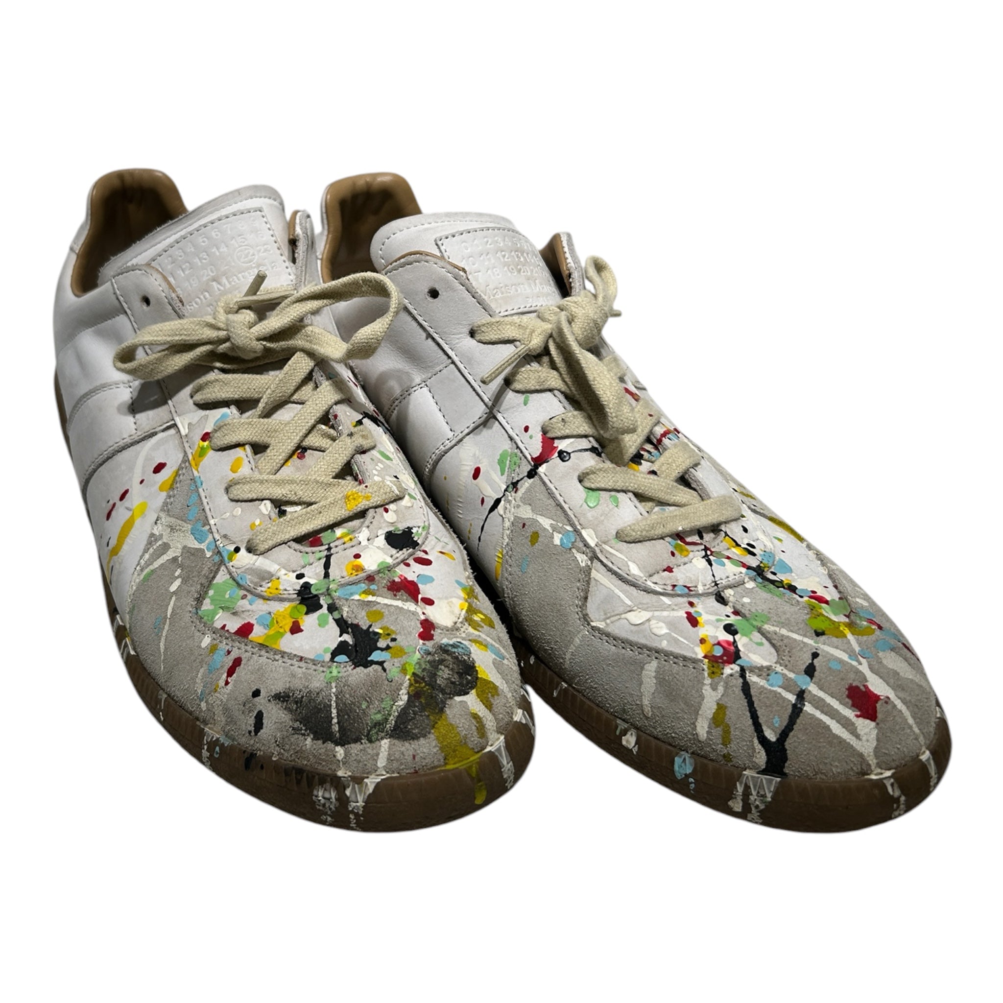Maison Margiela/Low-Sneakers/EU 45/Suede/WHT/paint splatter replica view 1