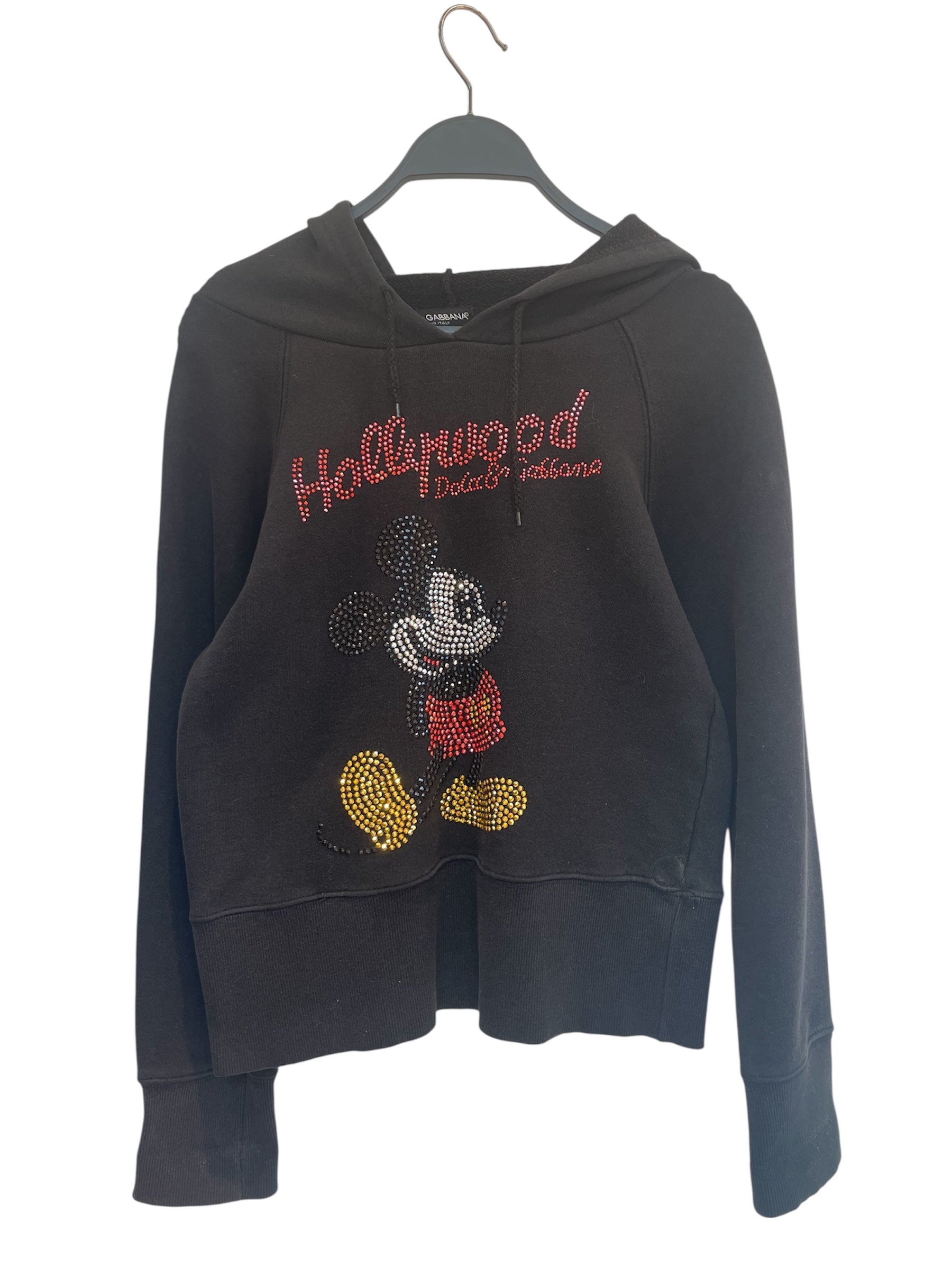 DOLCE&GABBANA/Hoodie/XS/Glitter/Cotton/BLK/Pullover/D&G MICKEY MOUSE CRYSTAL view 1