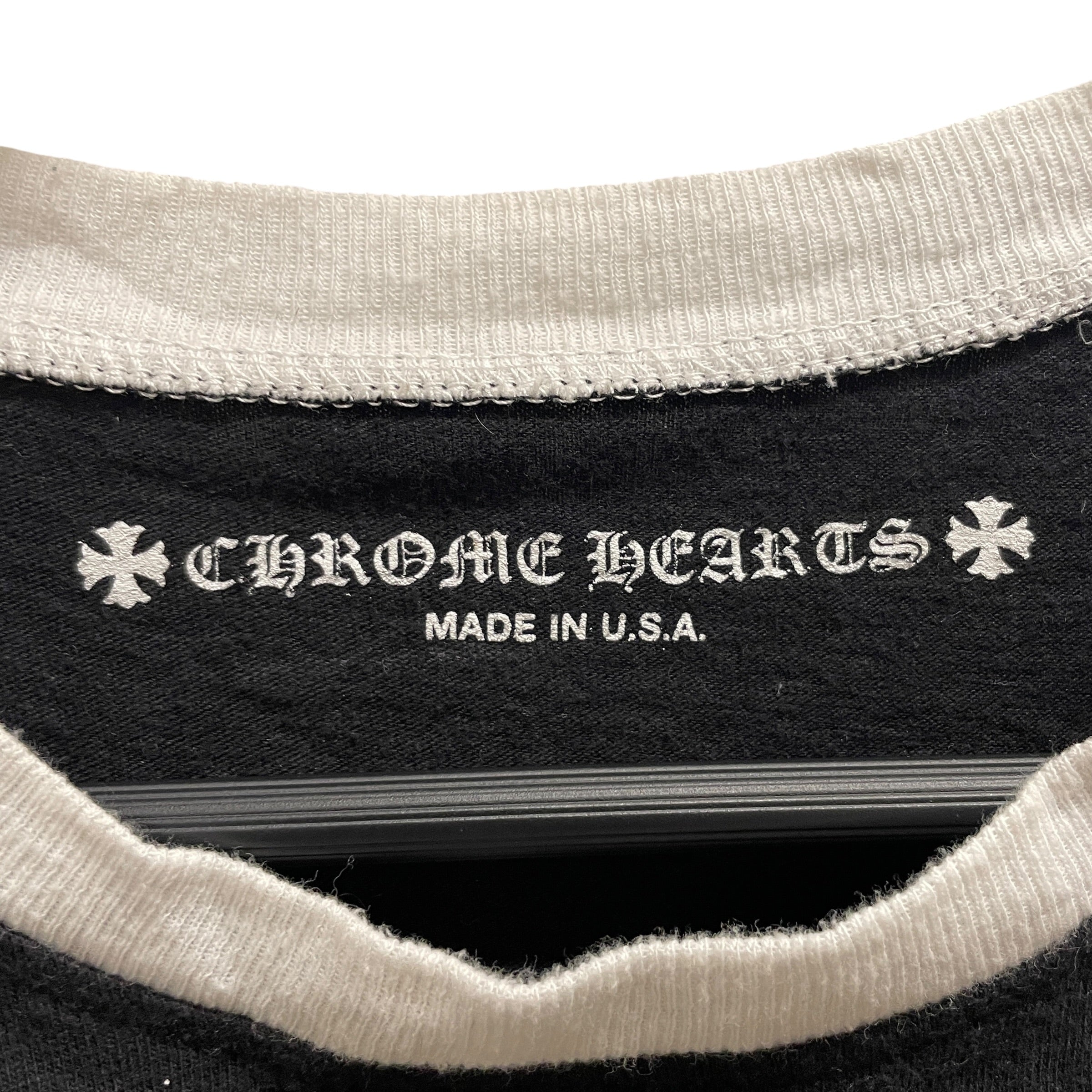 CHROME HEARTS/T-Shirt/XS/Cotton/BLK/WHT TRIM LOGO BABY TEE view 3
