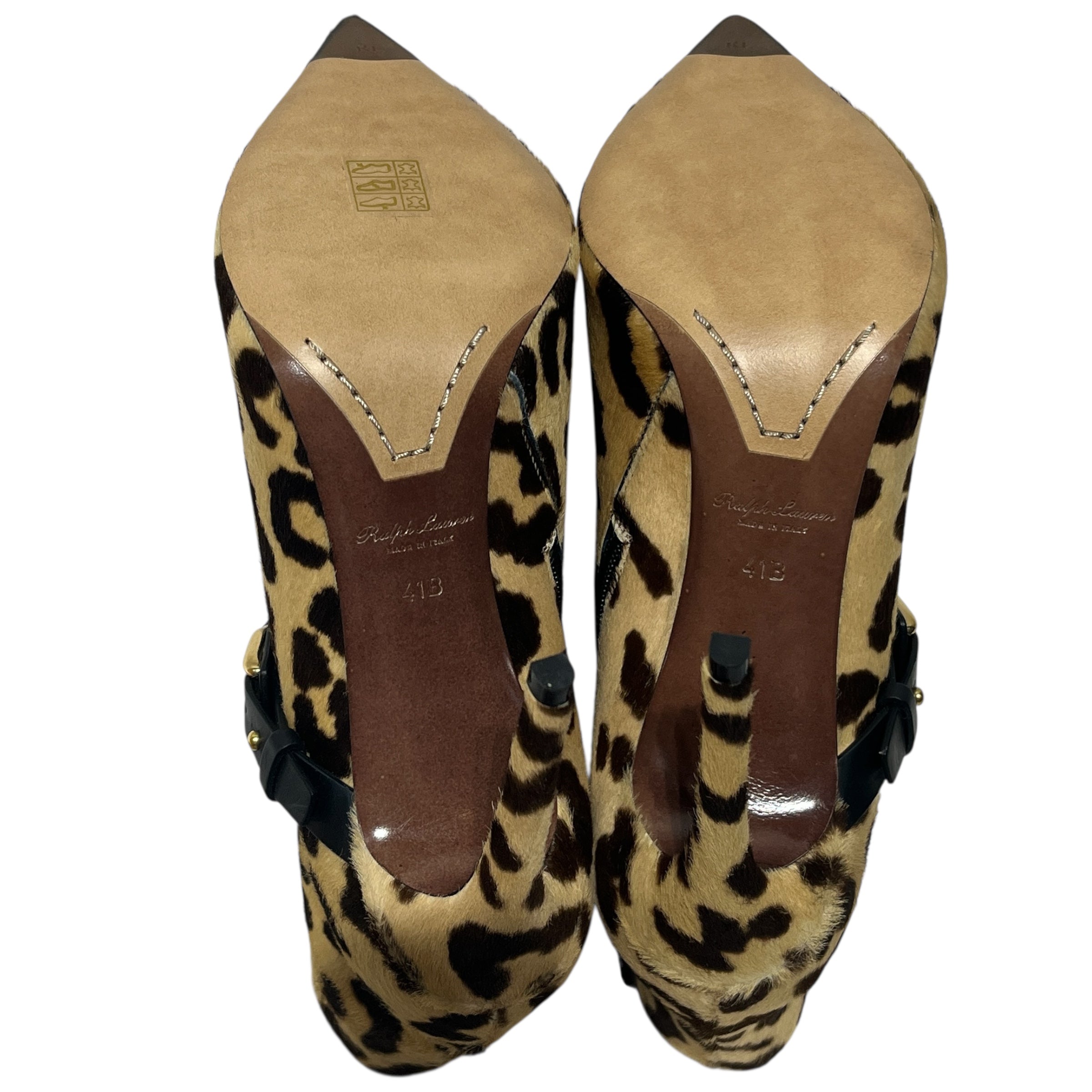 RALPH LAUREN PURPLE LABEL/Booties/EU 41/Leopard/Fur/BEG/POINTED TOE HEELS view 4