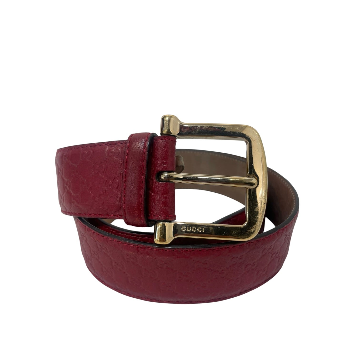 GUCCI/Belt/Monogram/Leather/RED/microguccissima margaux