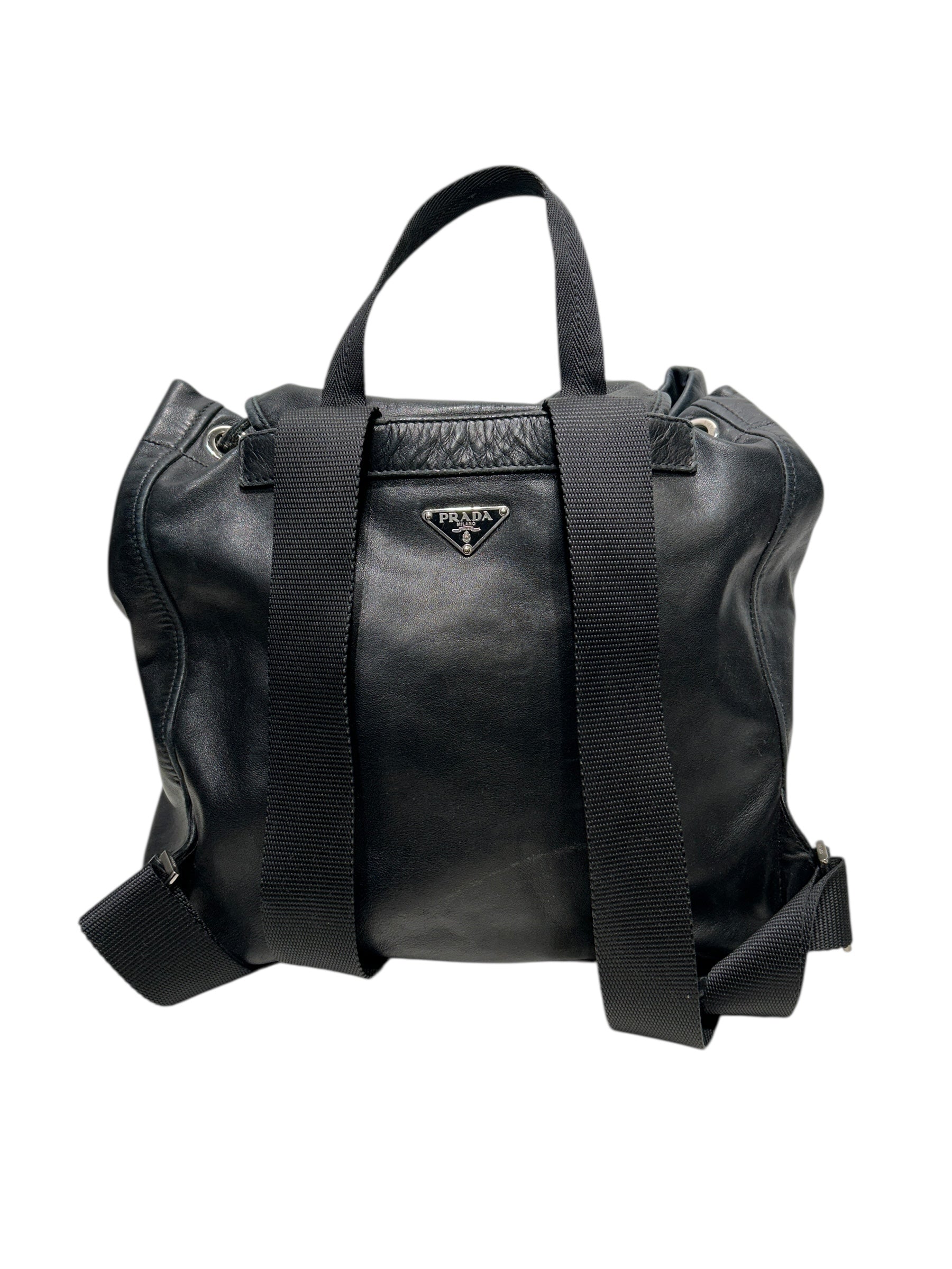PRADA/Backpack/Leather/BLK/LEATHER BACKPACK 2 POCKET view 2