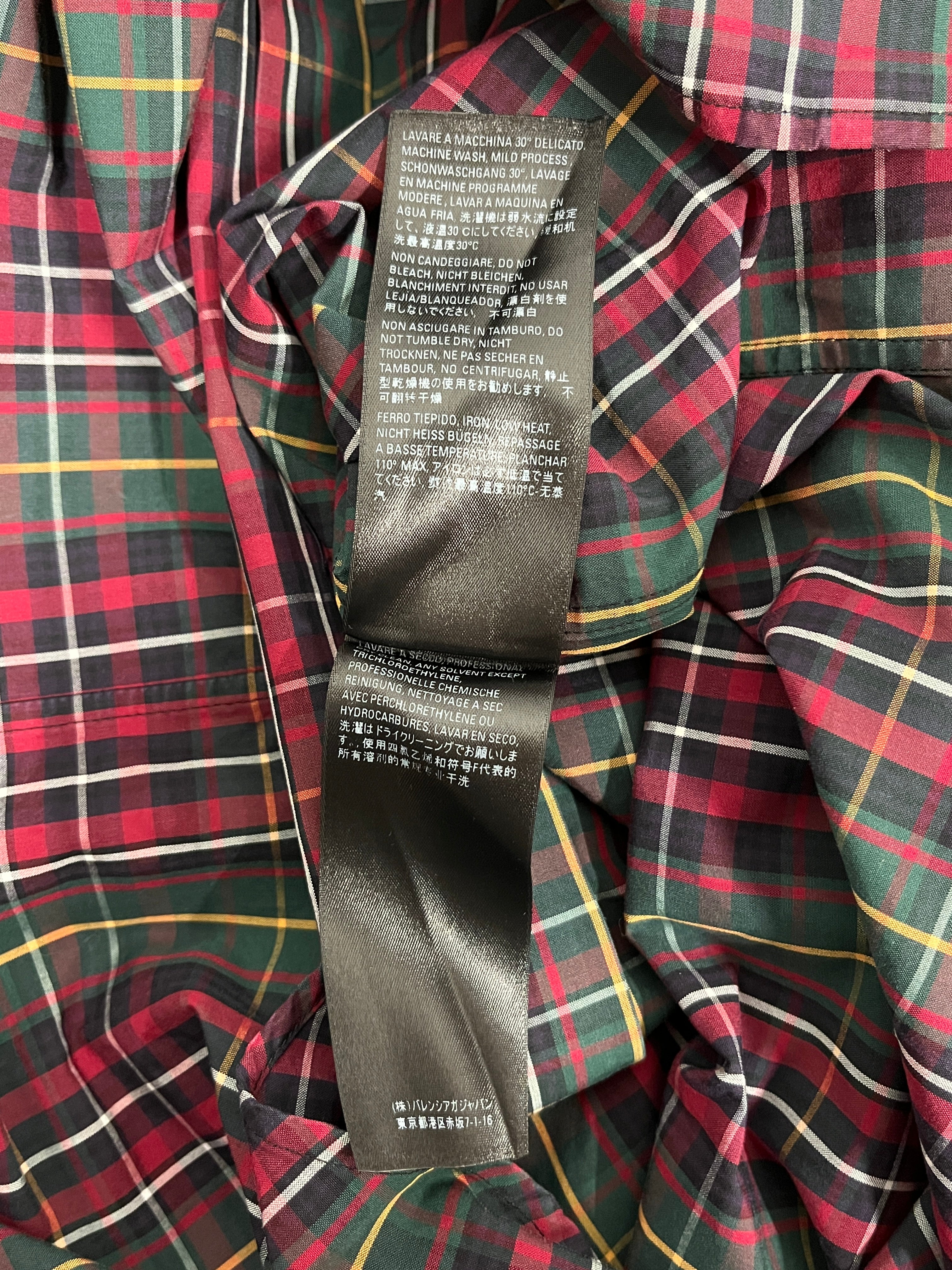 BALENCIAGA/LS Shirt/39/Cotton/RED/Plaid/Front Logo view 4