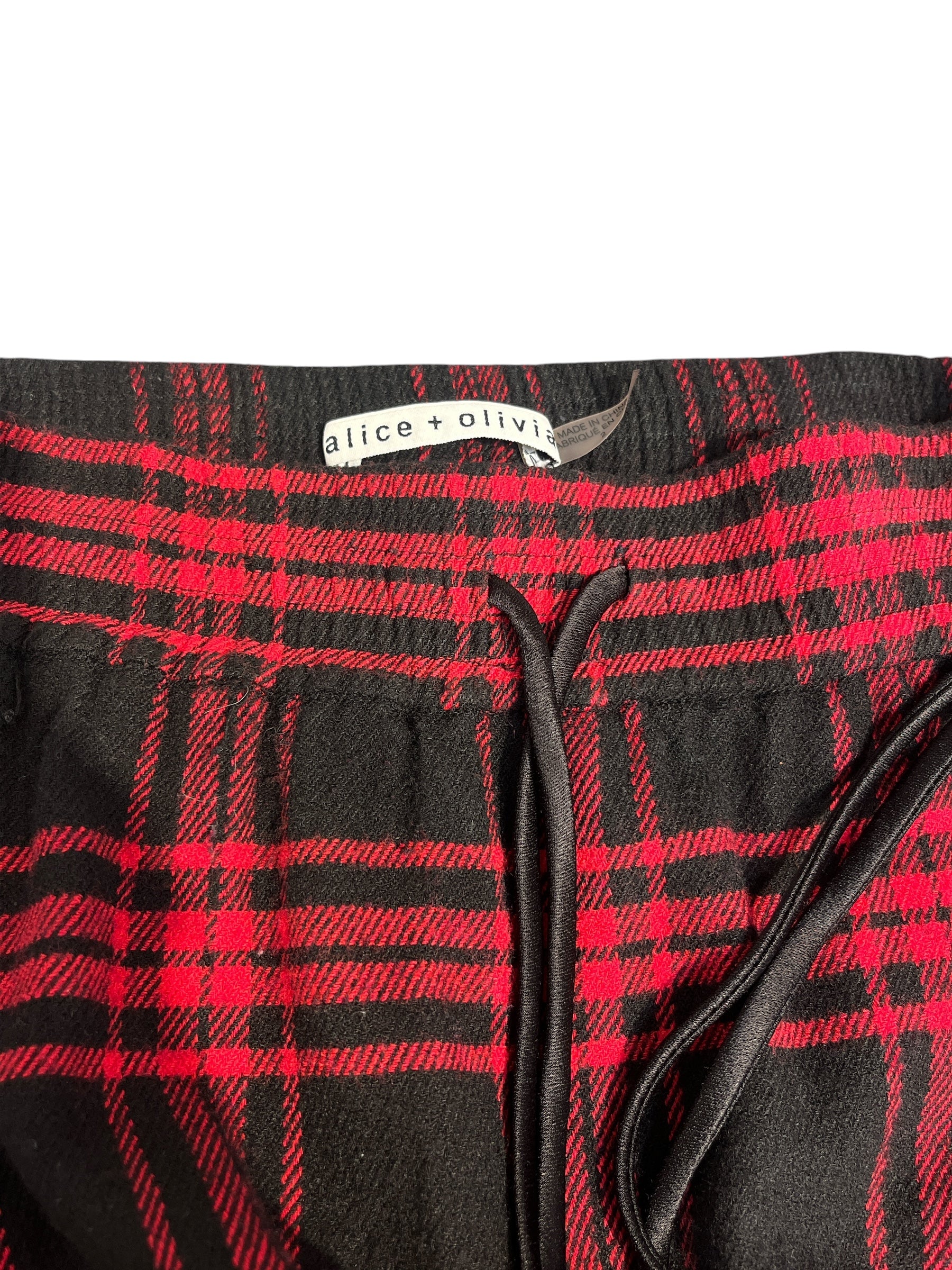 alice+olivia/Skirt/2/Plaid/Wool/RED/asymmetrical stretch waist view 3