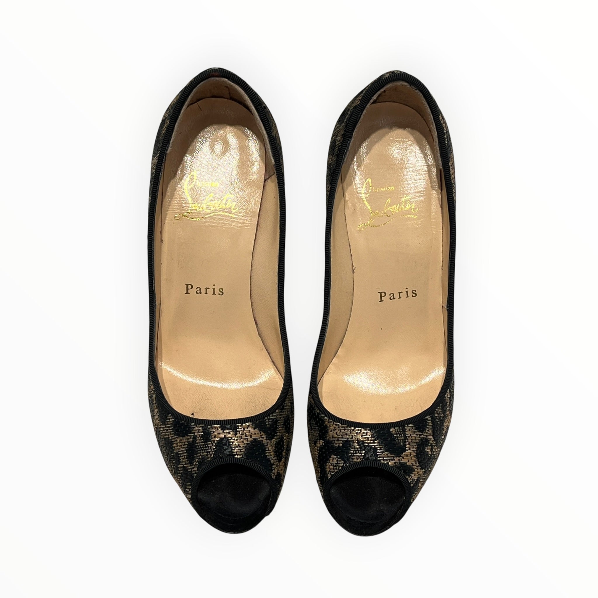Christian Louboutin/Heels/EU 36/Leopard/BLK/PEEP TOE/WOVEN view 3