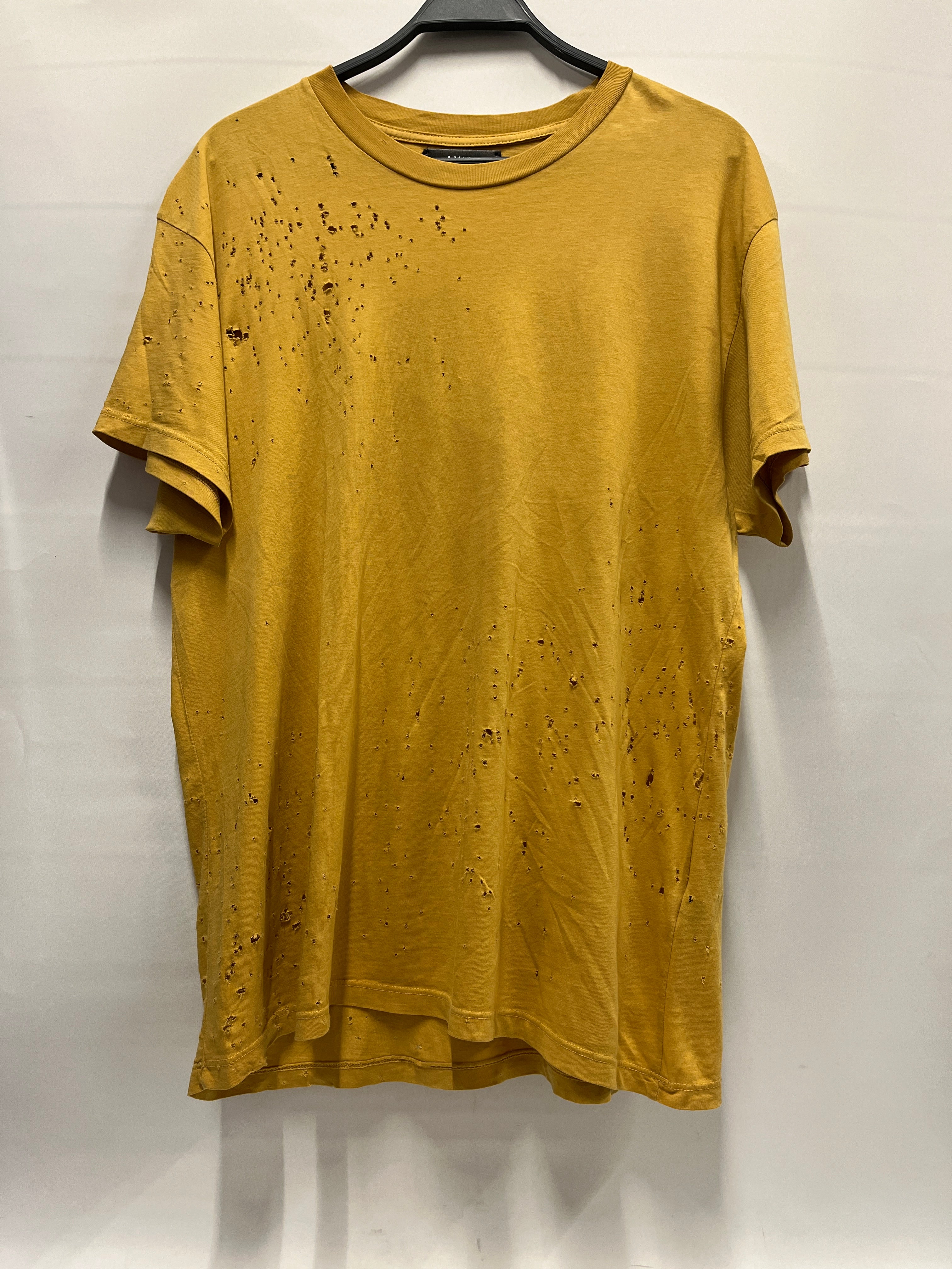 AMIRI/T-Shirt/S/Cotton/YEL/Mustard Yellow Distressed Tee view 1