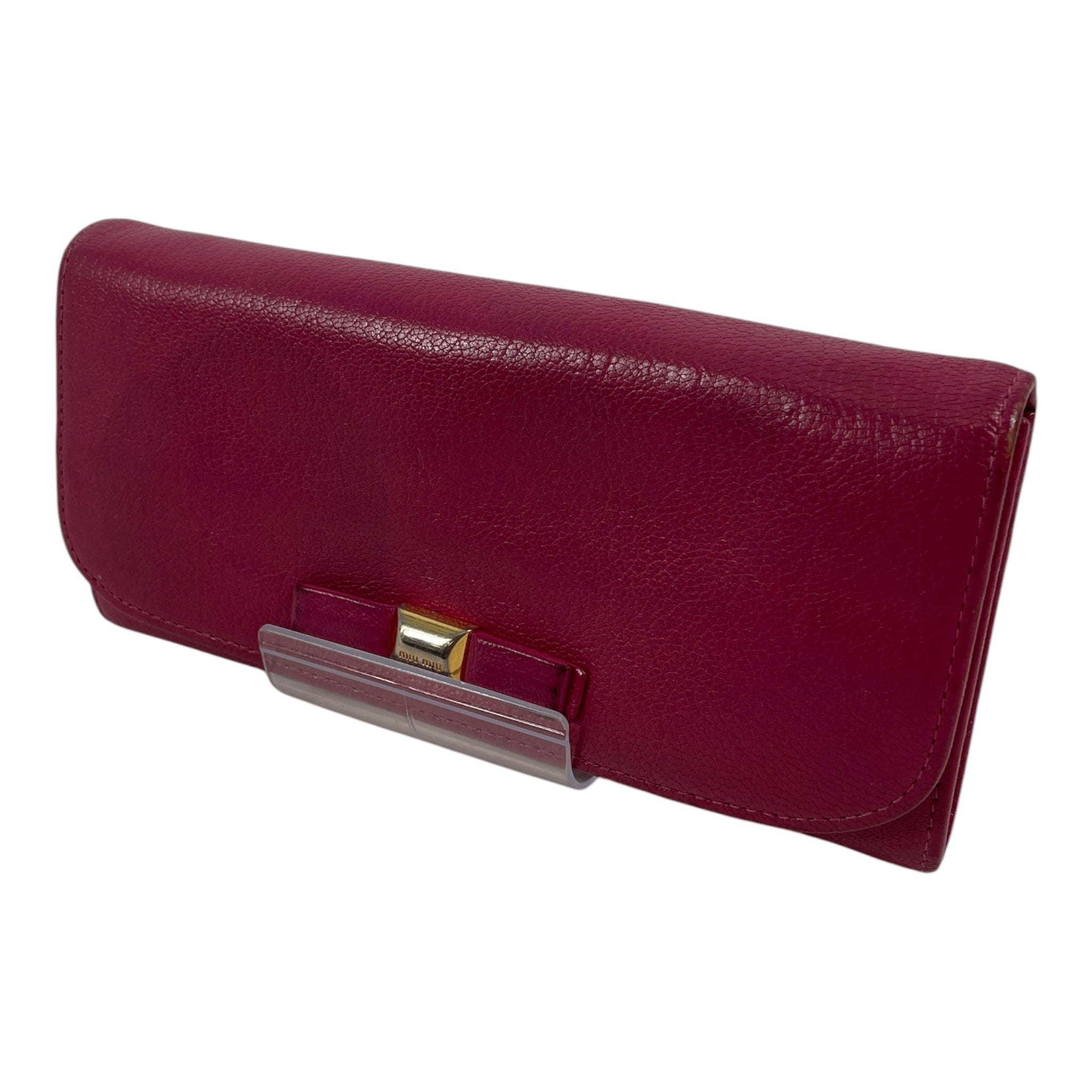 MIU MIU/Long Wallet/Leather/PNK/RIBBON WITH GOLD LOGO view 1