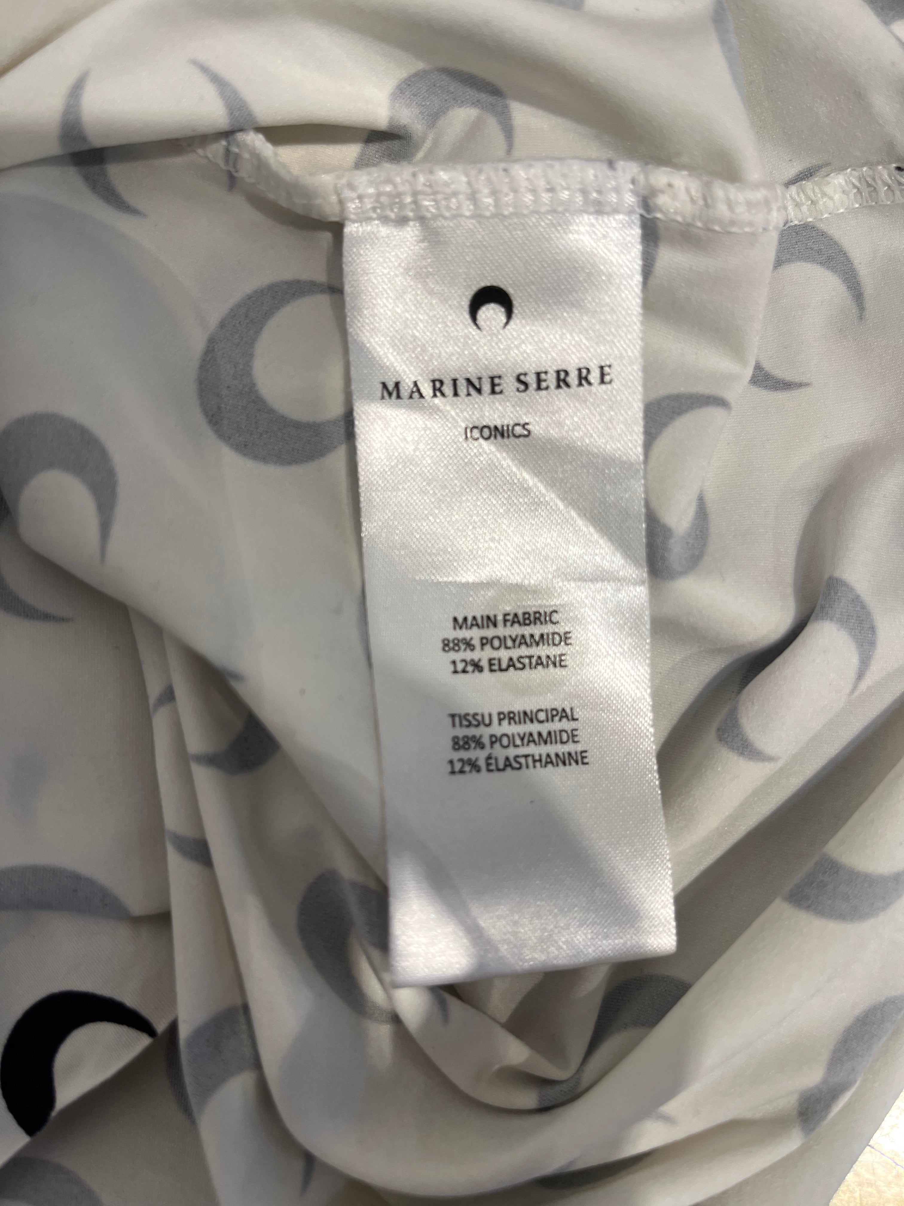 MARINE SERRE/LS T-Shirt/XS/Monogram/Polyester/WHT/half moon all over white line view 4