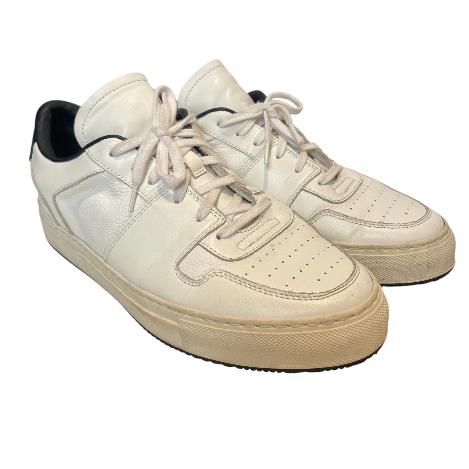 COMMON PROJECTS/Low-Sneakers/EU 40/Cotton/WHT/brw insole/blu heel view 1