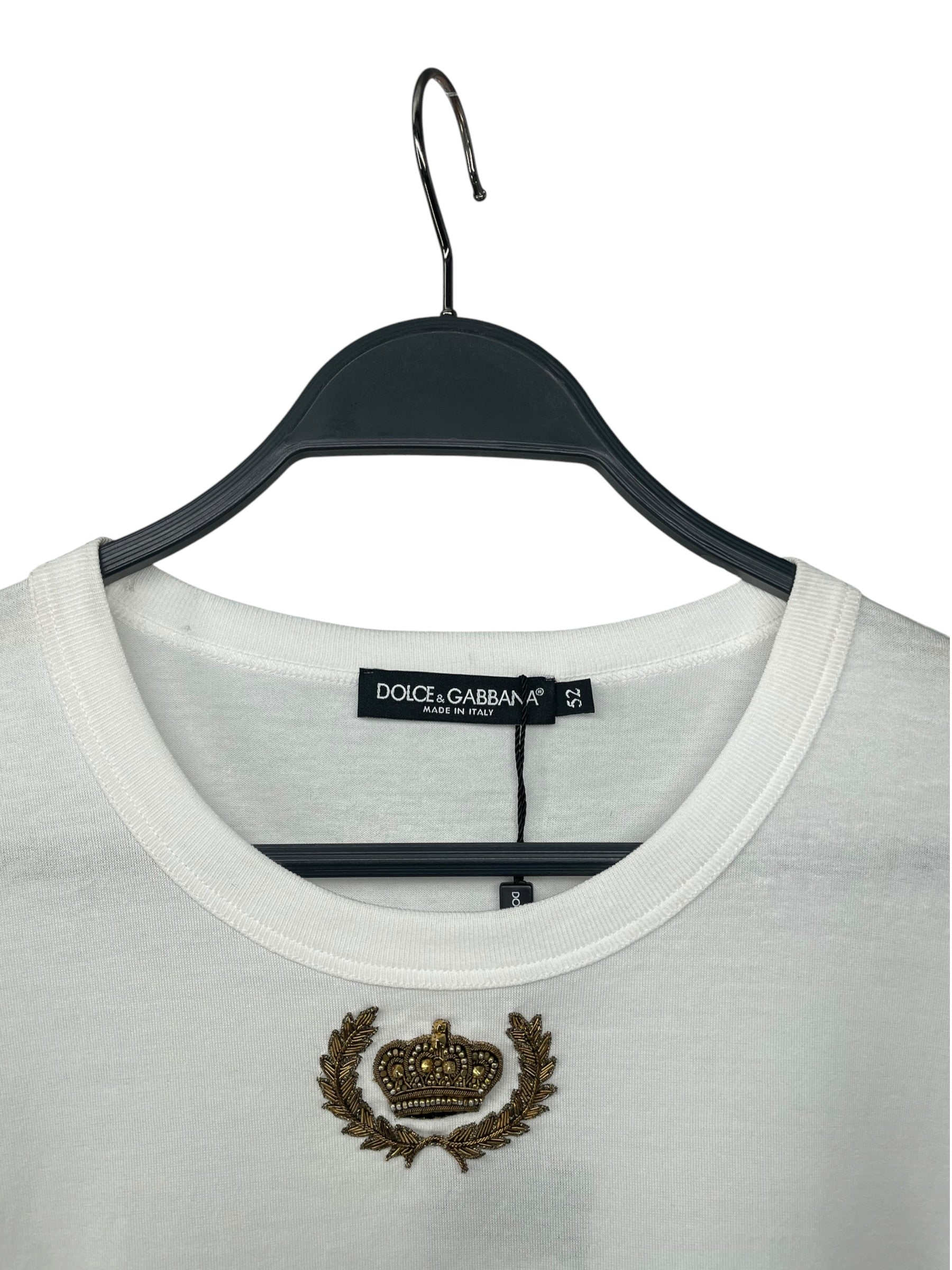 DOLCE&GABBANA/T-Shirt/52/Cotton/WHT/metal beads/crown view 3