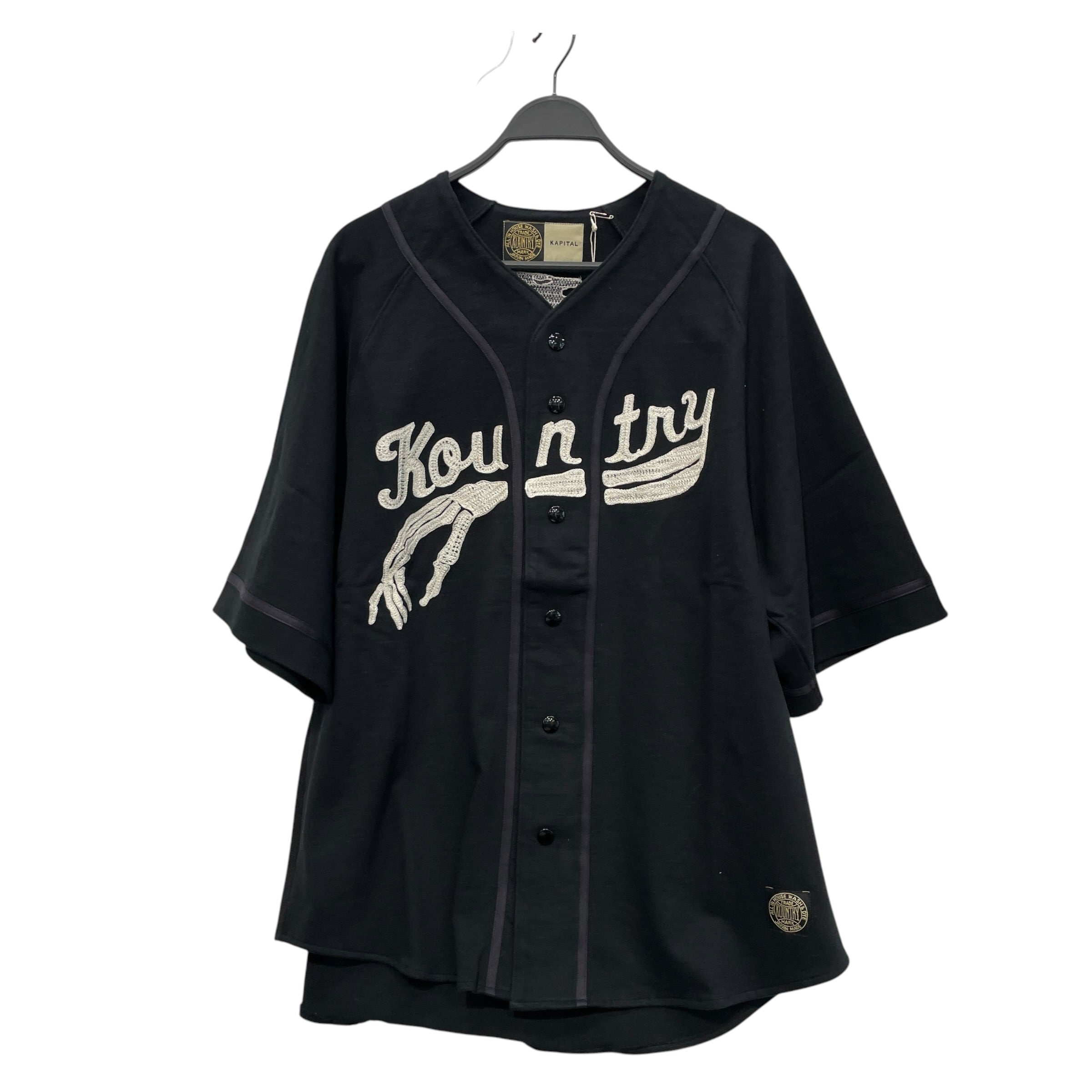 KAPITAL/Baseball Jkt/3/Cotton/BLK/Graphic/EMBRIODERED BONE LOGO view 1