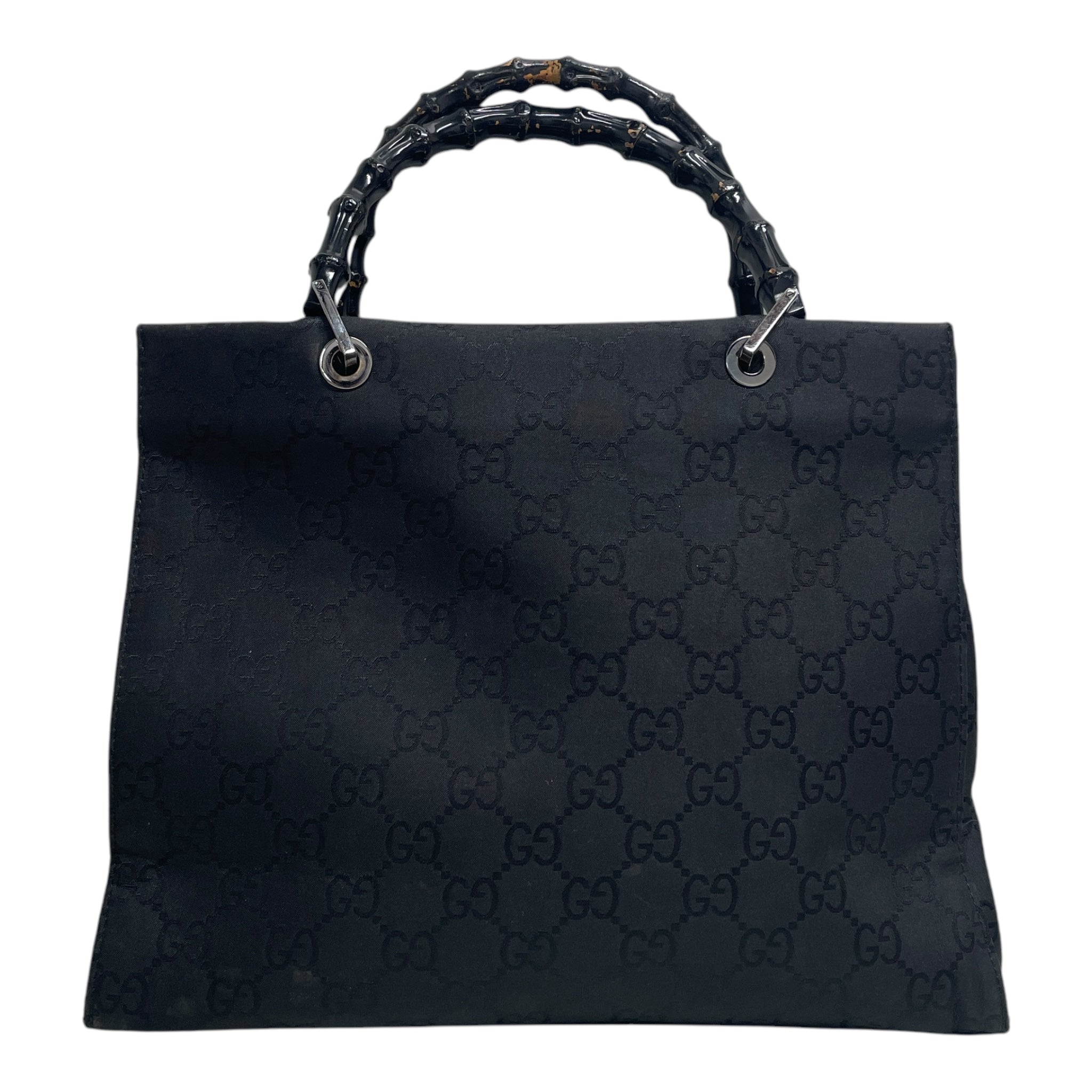 GUCCI/Hand Bag/All Over Print/Cotton/BLK/GUCCISAMA BAMBOO HANDLES view 1