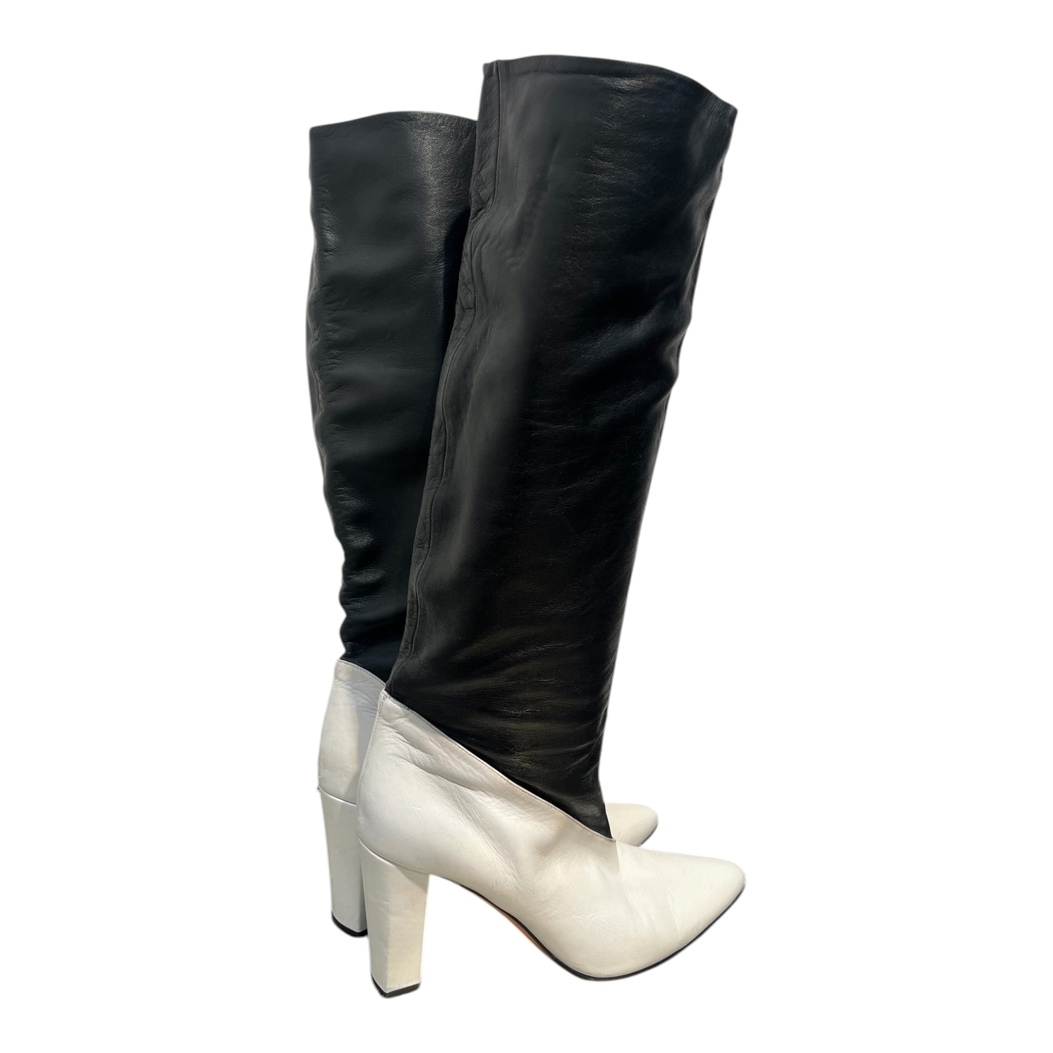 BALLY/Long Boots/US 8.5/Leather/BLK/BLACK UPPER-WHITE BODY view 8