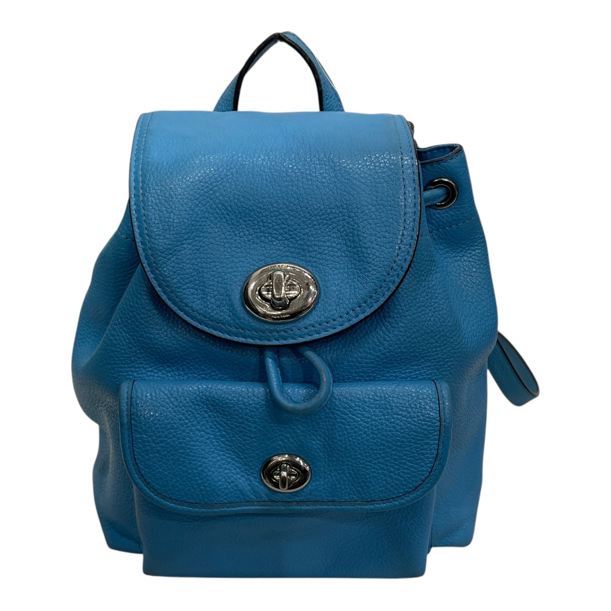 COACH/Backpack/Leather/BLU/TWIST CLASP/ POCKET SIDE STUDS view 1