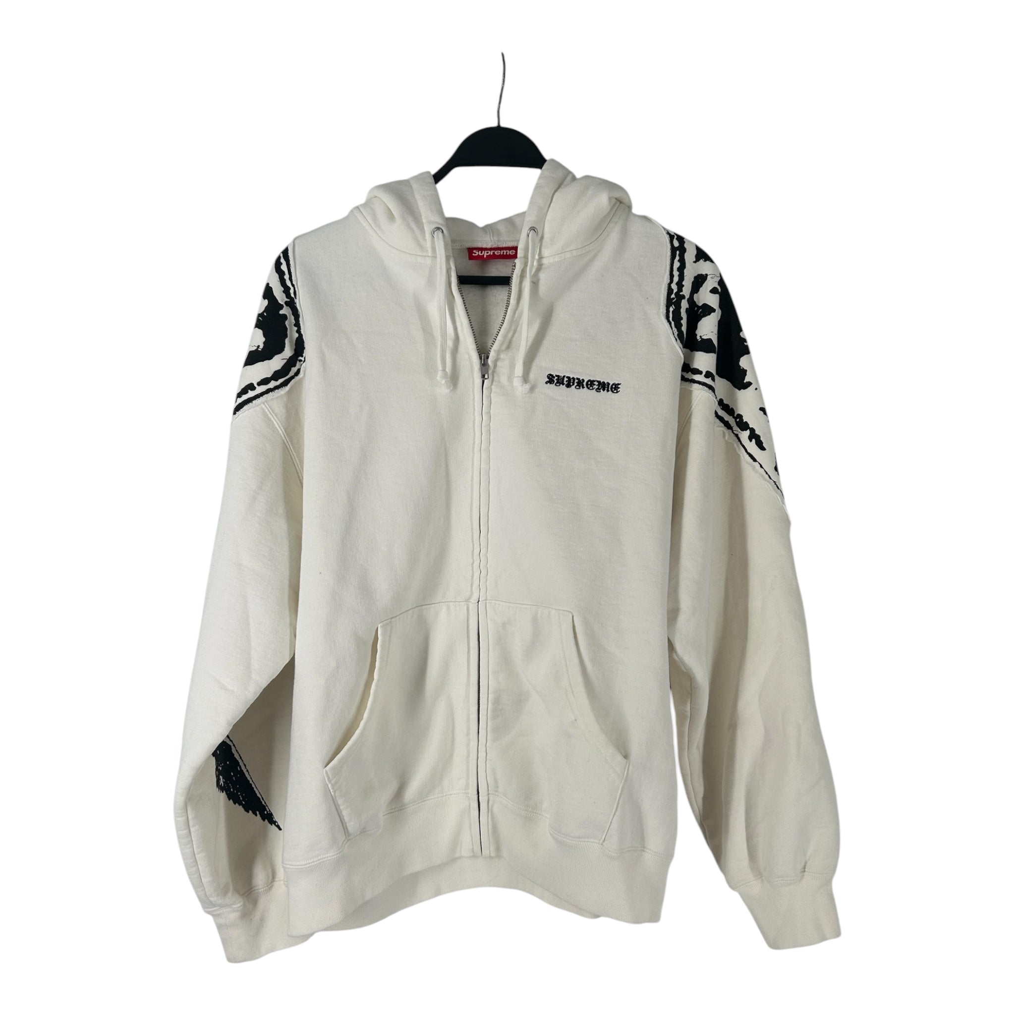 Supreme/Zip Up Hoodie/L/Cotton/WHT/WINGS LADY SCALE ON BCK view 1