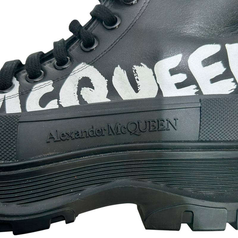Alexander McQueen/Hi-Sneakers/EU 38/BLK/logo leather combat boot