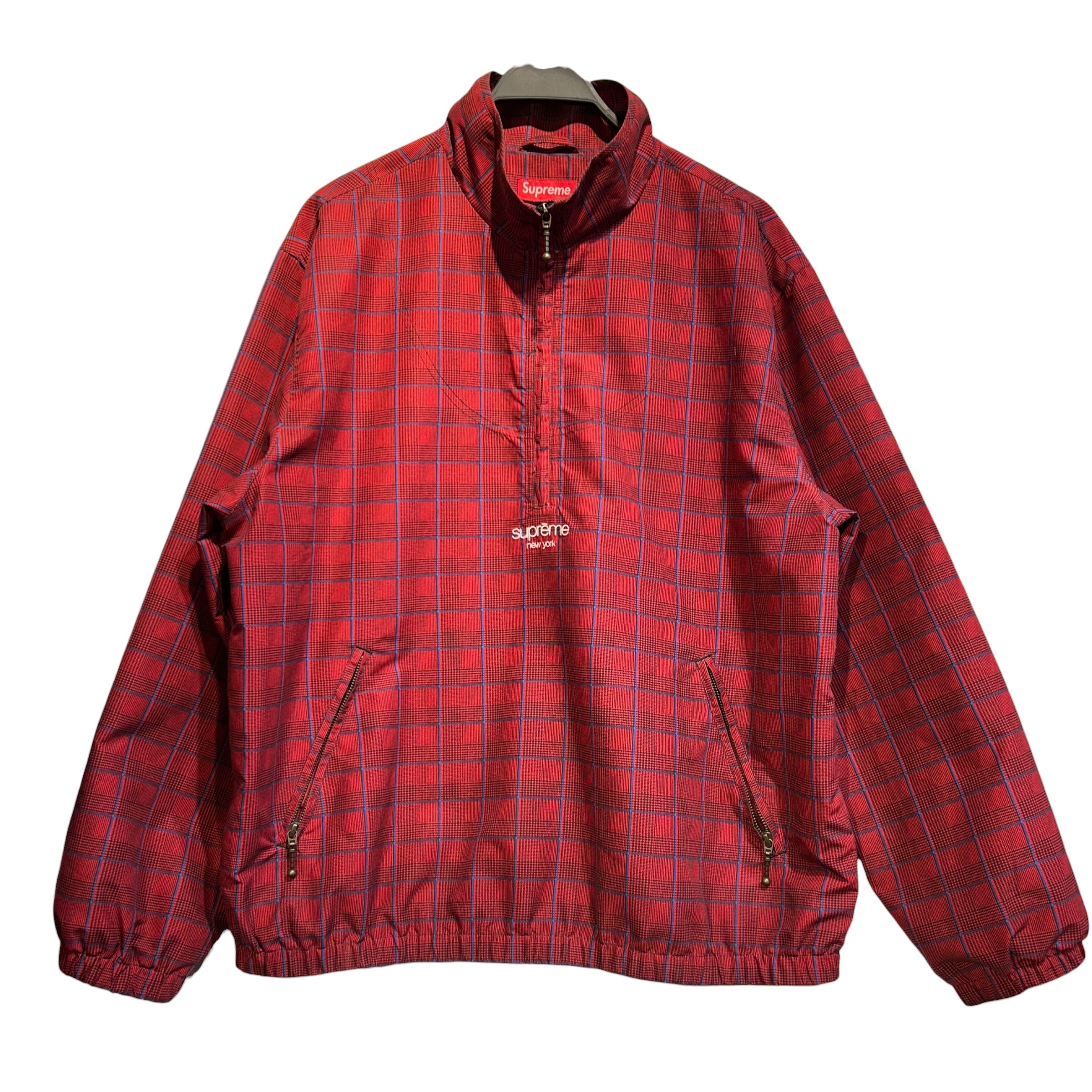 Supreme/Windbreaker/XL/Polyester/RED/Plaid/PLaid Quarter Zip Windbreaker view 1
