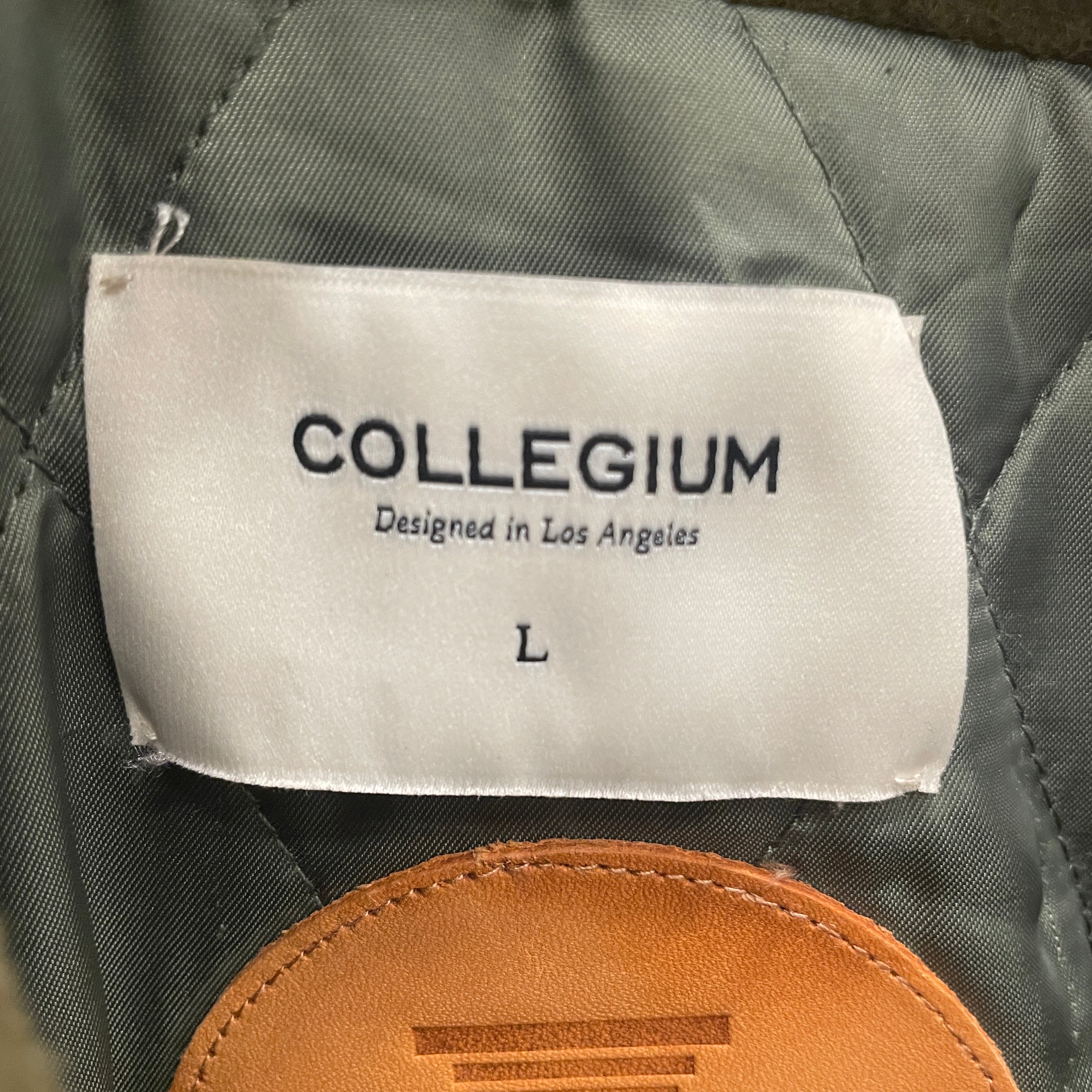 COLLEGIUM/Baseball Jkt/L/Wool/GRN/LEATHER AND WOOL VARSITY JKT view 3