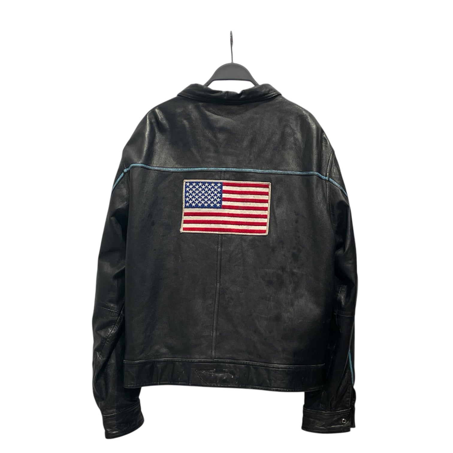 Wilsons Leather/Leather Jkt/XL/Leather/BLK/AMERICAN FLAG view 2