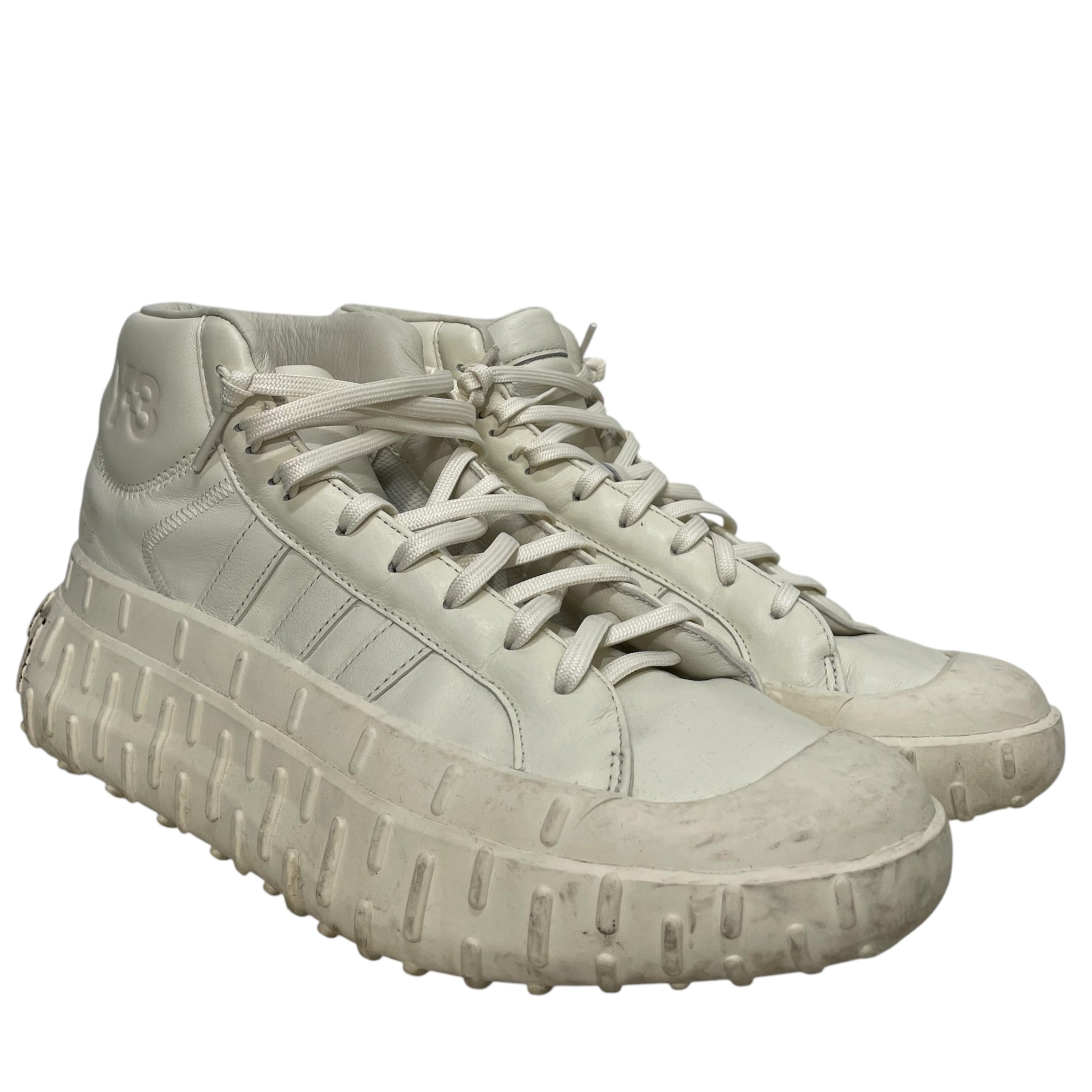 Y-3/adidas/Hi-Sneakers/US 9/Cotton/WHT/GR.1P , Embedded Y-3 logo view 1