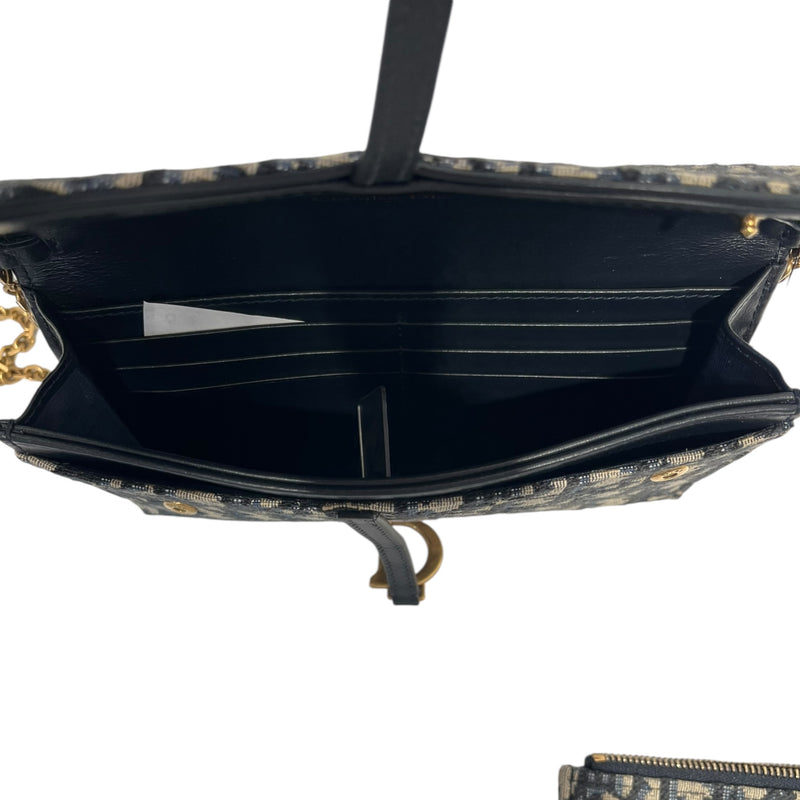 Christian Dior/Cross Body Bag/Monogram/BLU/Saddle Oblique Wallet