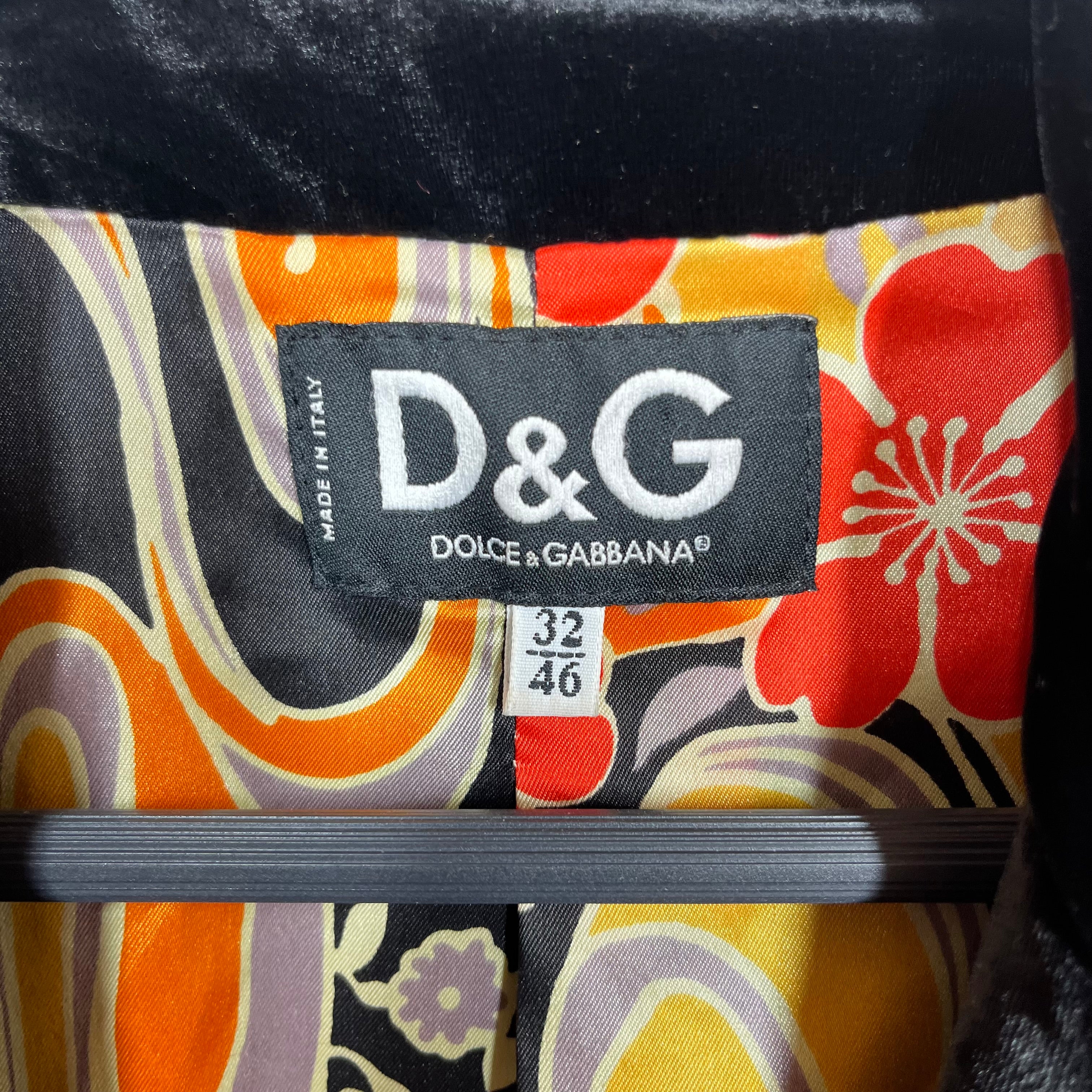 DOLCE&GABBANA/Jacket/32/BLK/velvet blazer w/ crystal clasp view 3