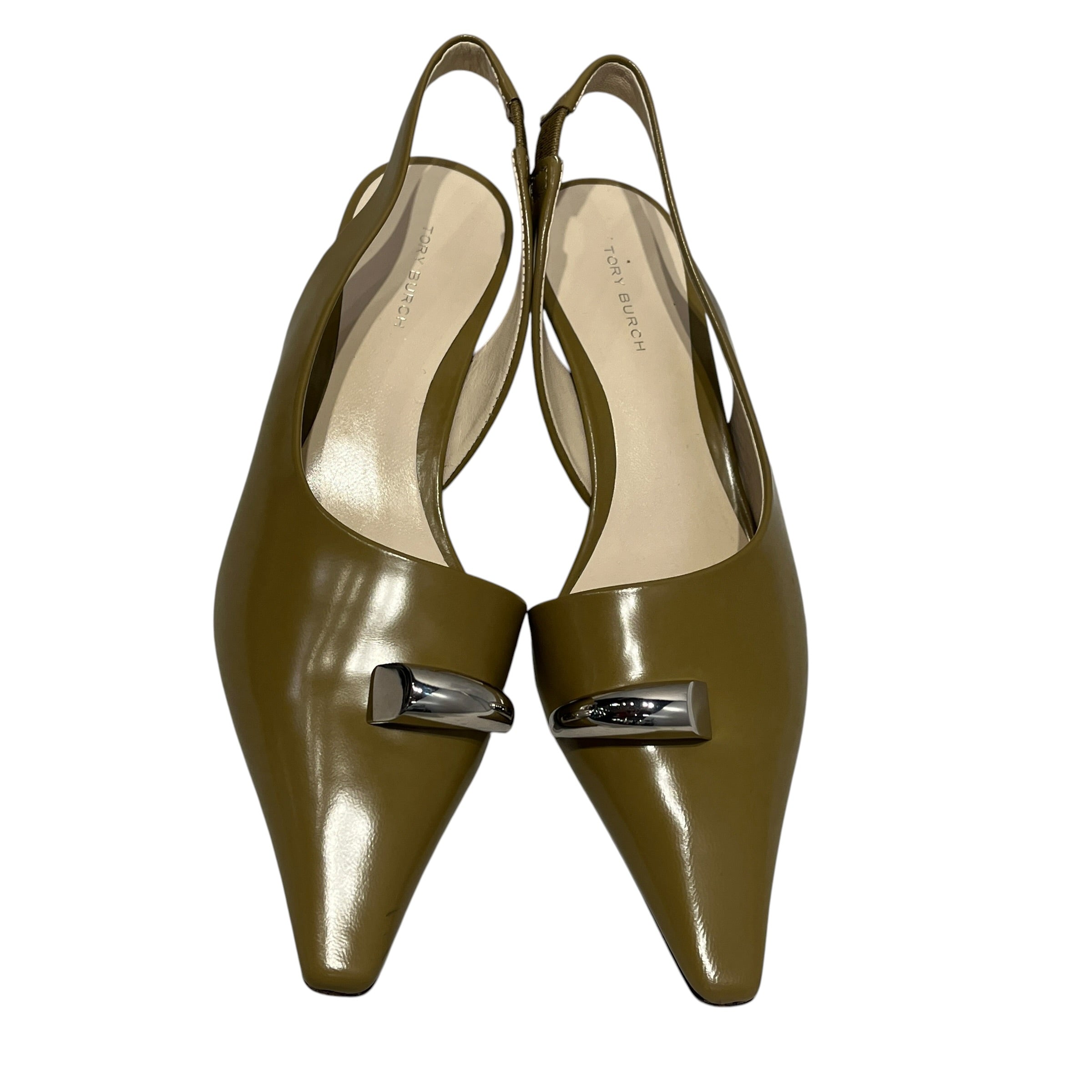 TORY BURCH/Heels/US 6/Leather/KHK/OLIVE PIERCED TOE SLINGBACK view 7