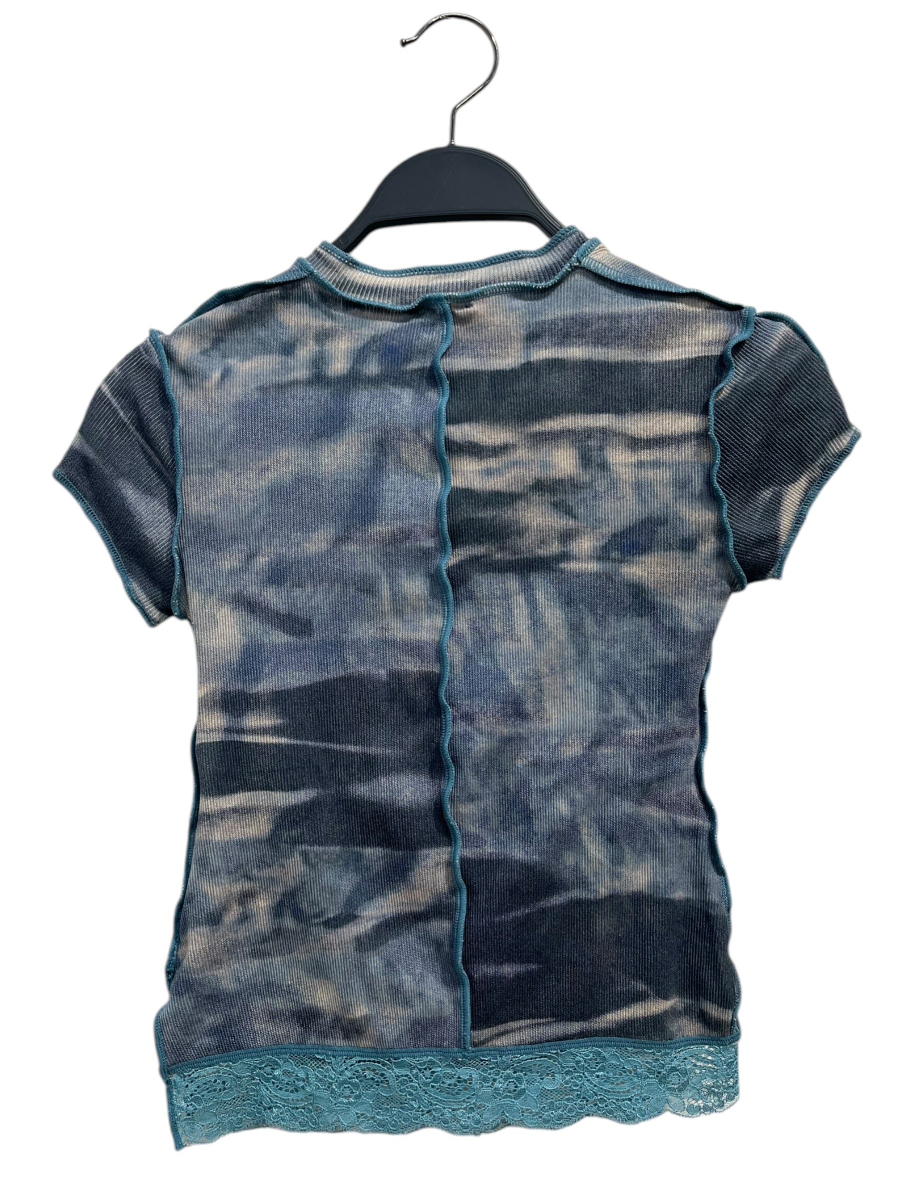 DIESEL/T-Shirt/XS/All Over Print/Cotton/BLU/KEY HOLE-LACED HEM view 2