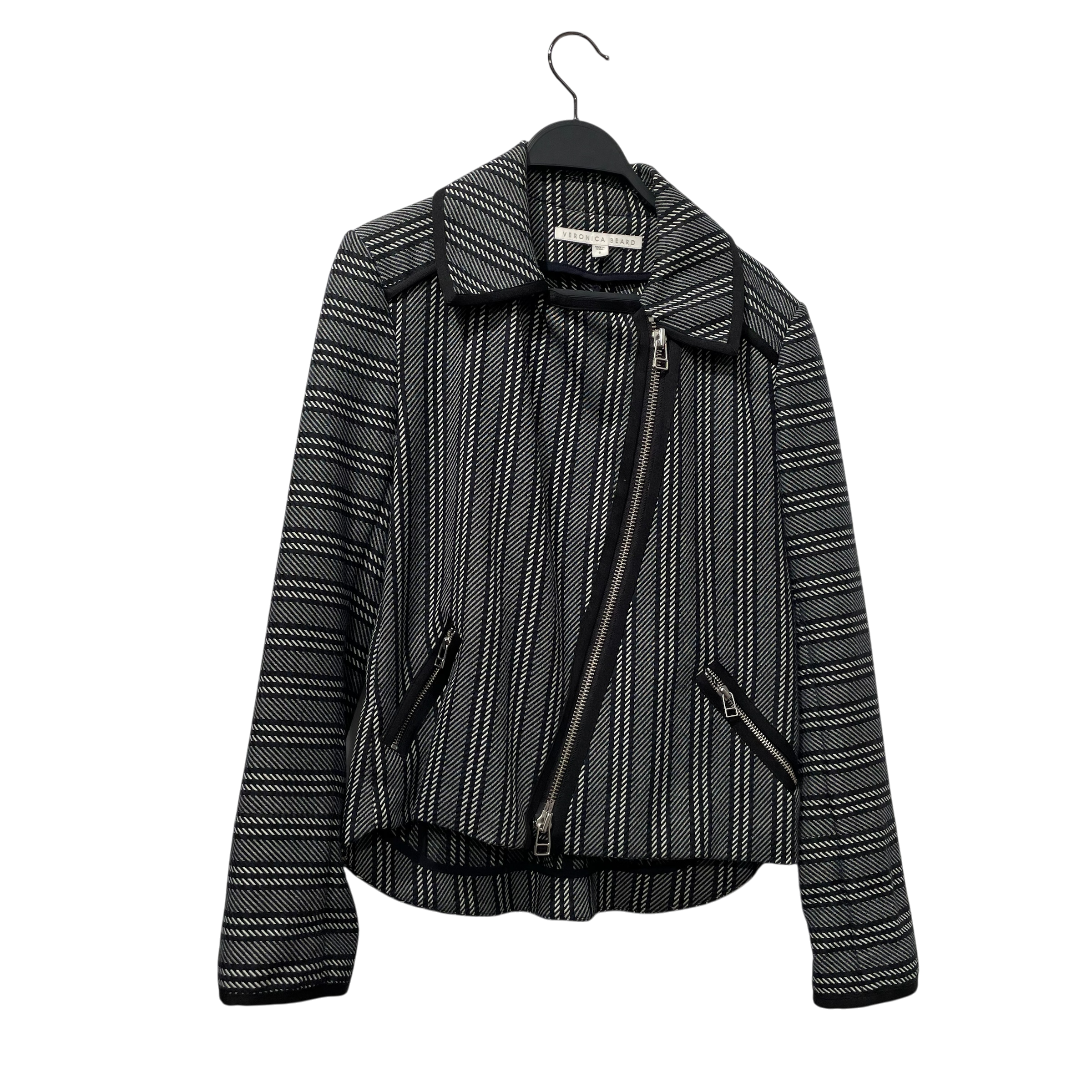 VERONICA BEARD/Jacket/6/Stripe/Polyester/BLU/VeronicaBeard Moto, Zip Pockt view 1