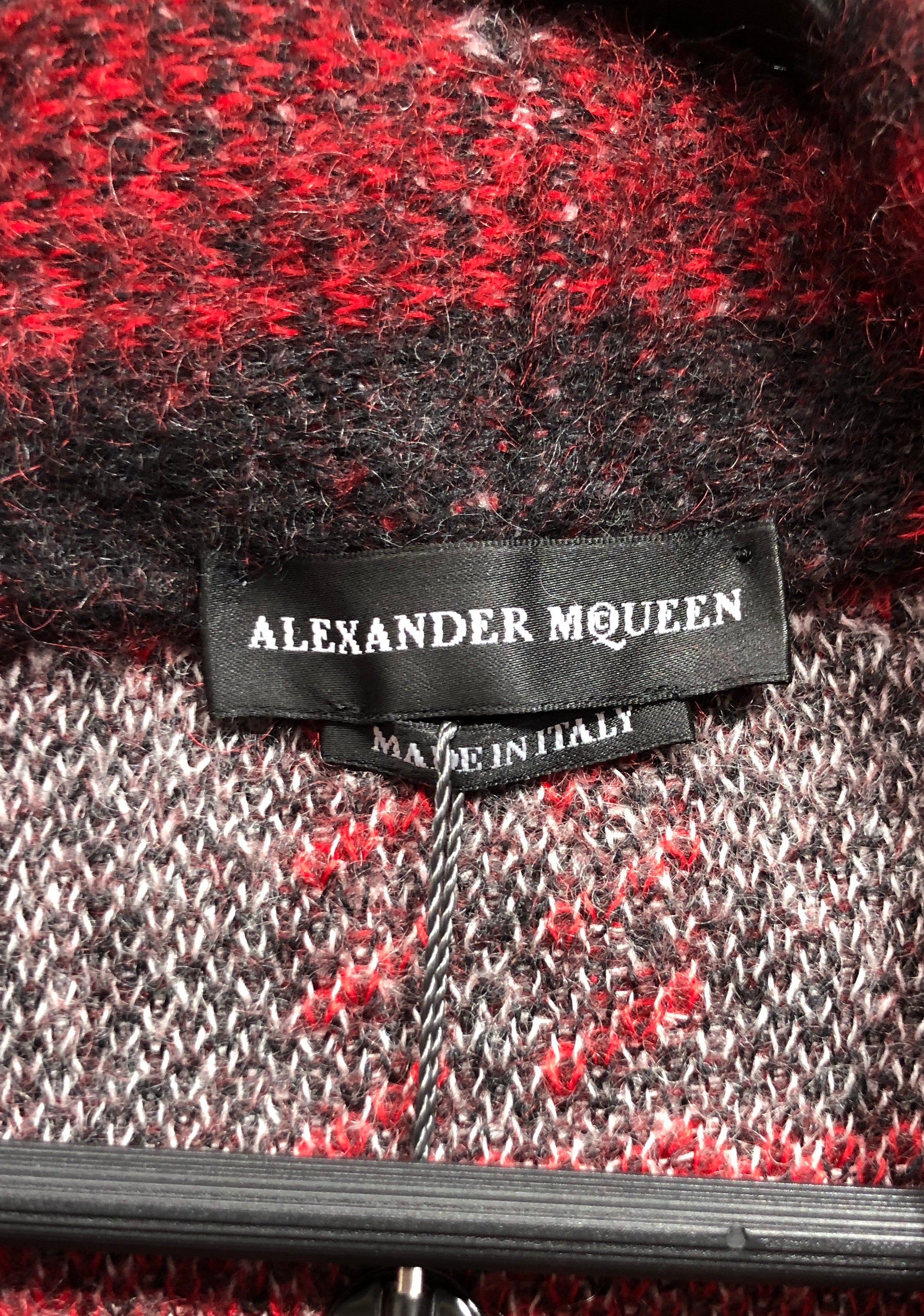 Alexander McQueen/Jacket/L/RED/Plaid/LONG DISTRESSED KNIT ROBE view 4