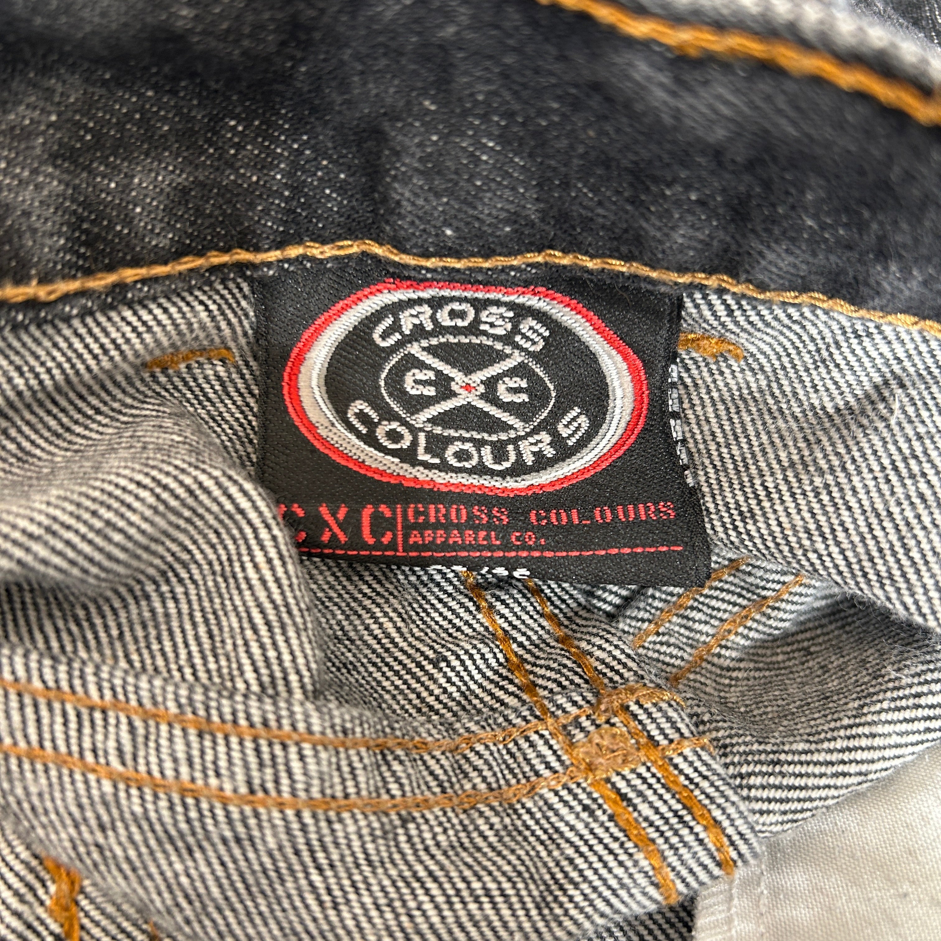 Vintage/Straight Pants/33/Denim/GRY/cross colours Double Knee view 3