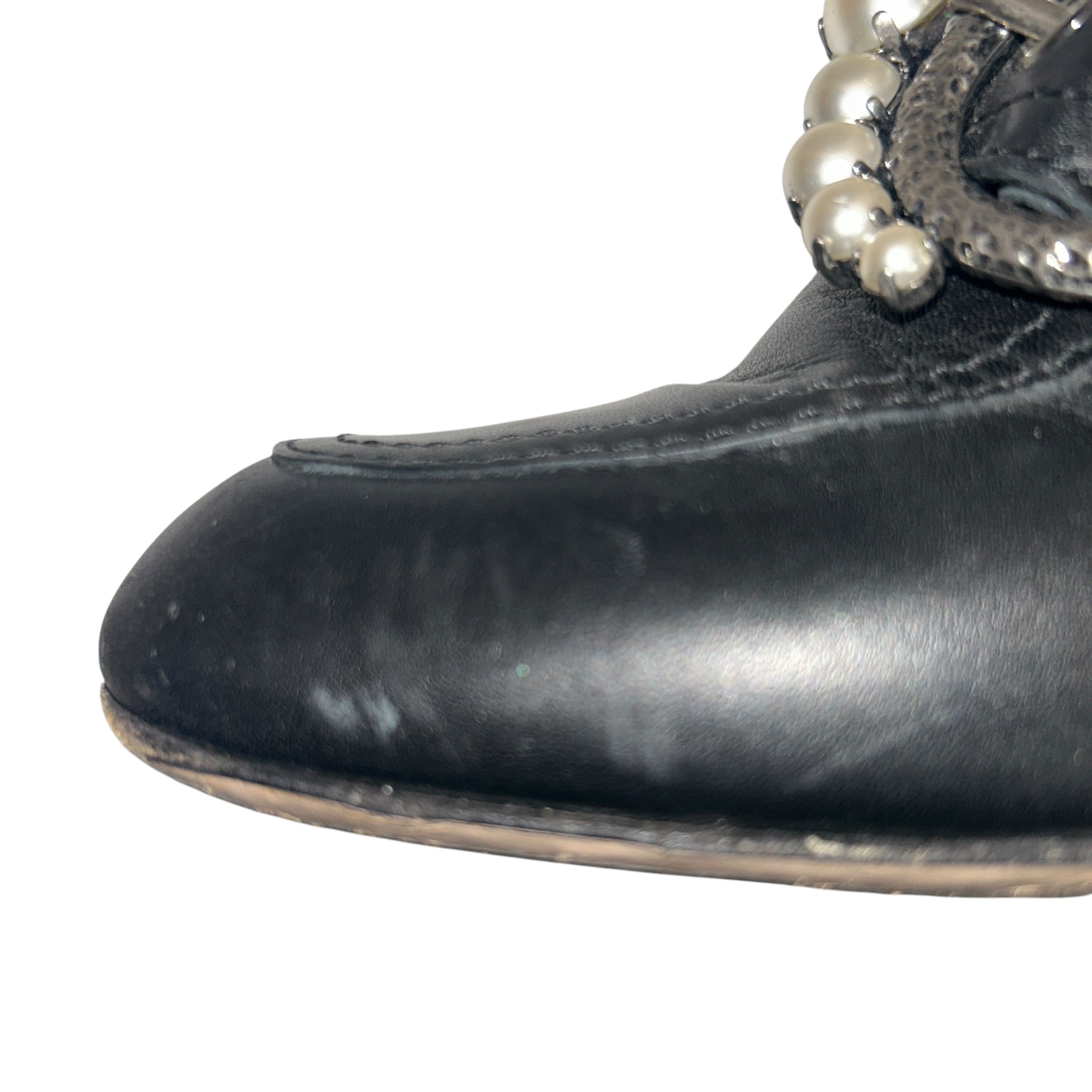 MIU MIU/Pull-On Boots/US 5.5/Leather/BLK/Crystal Embellished Boots view 8