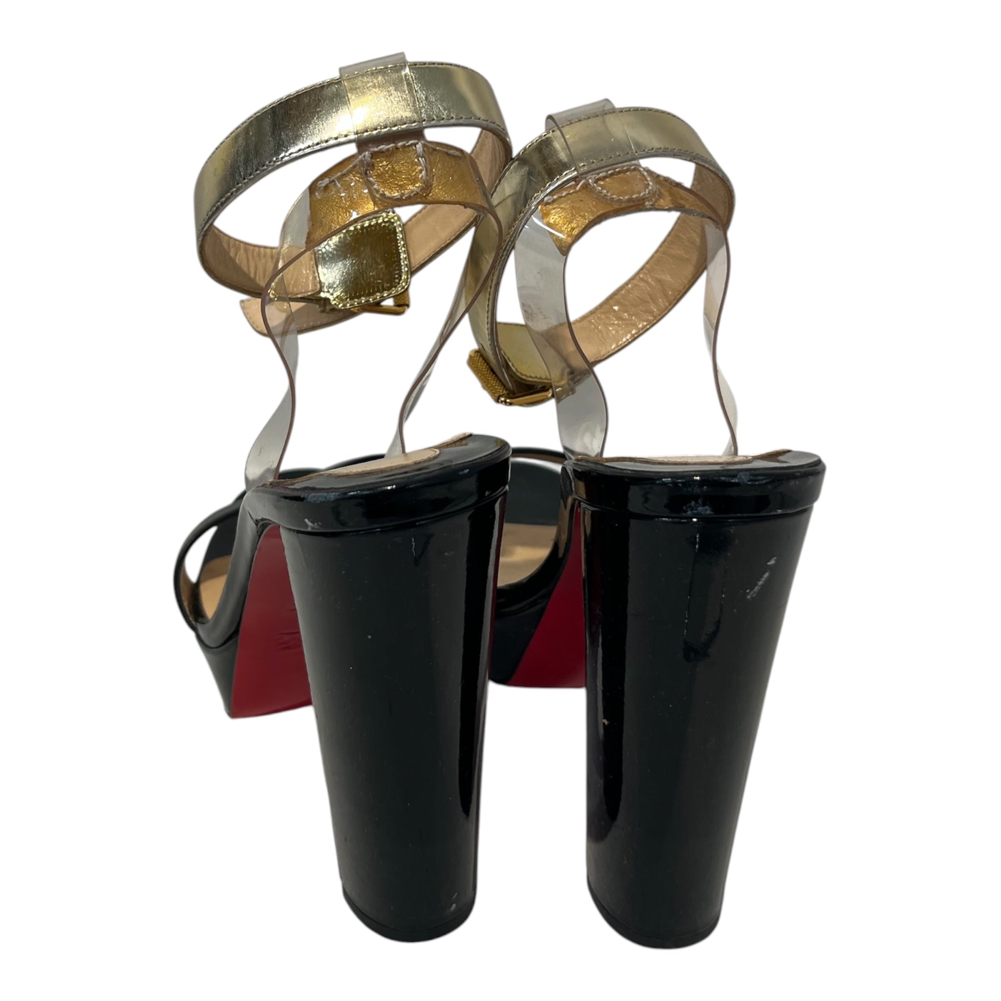 Christian Louboutin/Heels/EU 40/Leather/BLK/Open-Toe/jonatina plat heels view 3