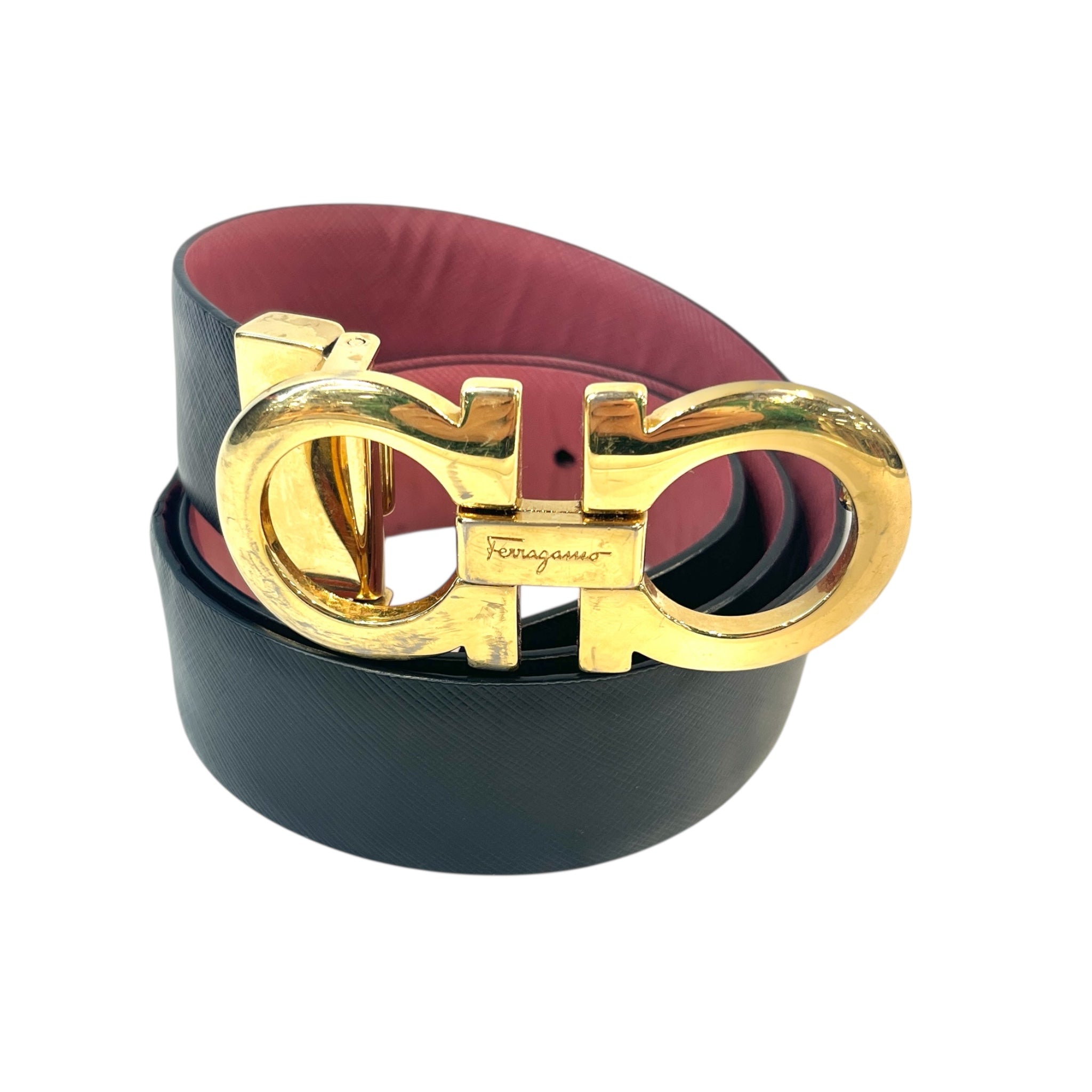 Salvatore Ferragamo/Belt/Leather/BLK/REVERSIBLE BLK/PINK BELT view 1