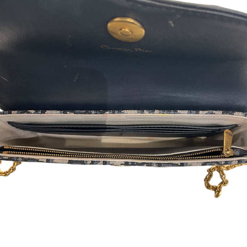 Christian Dior/Cross Body Bag/Cotton/NVY/saddie wallet