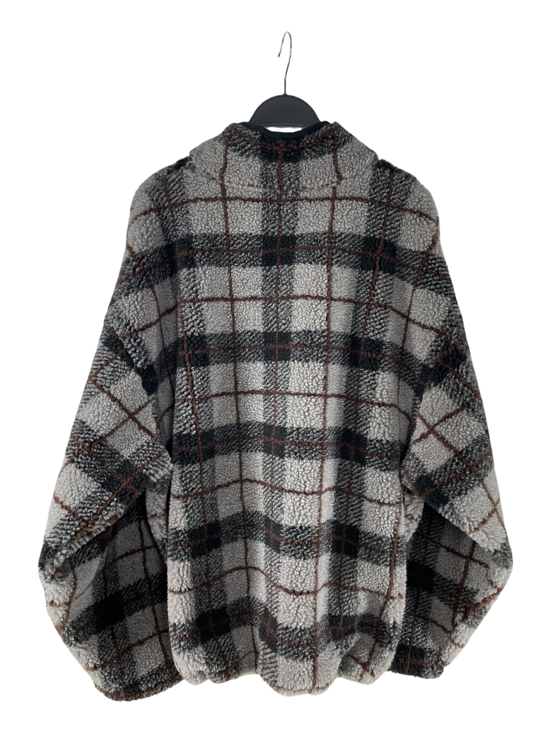 MIU MIU/Fleece Jkt/L/Polyester/GRY/Plaid/PLAID BROWN GREY CHECK FLEECE view 2