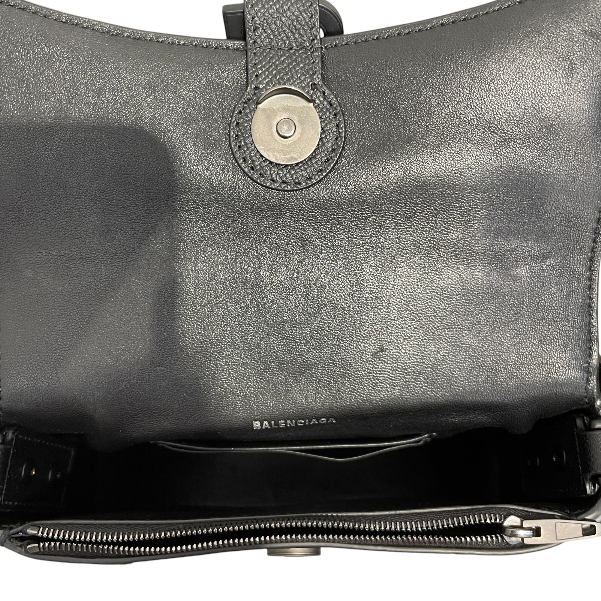 BALENCIAGA/Cross Body Bag/Leather/BLK/black hourglass view 5