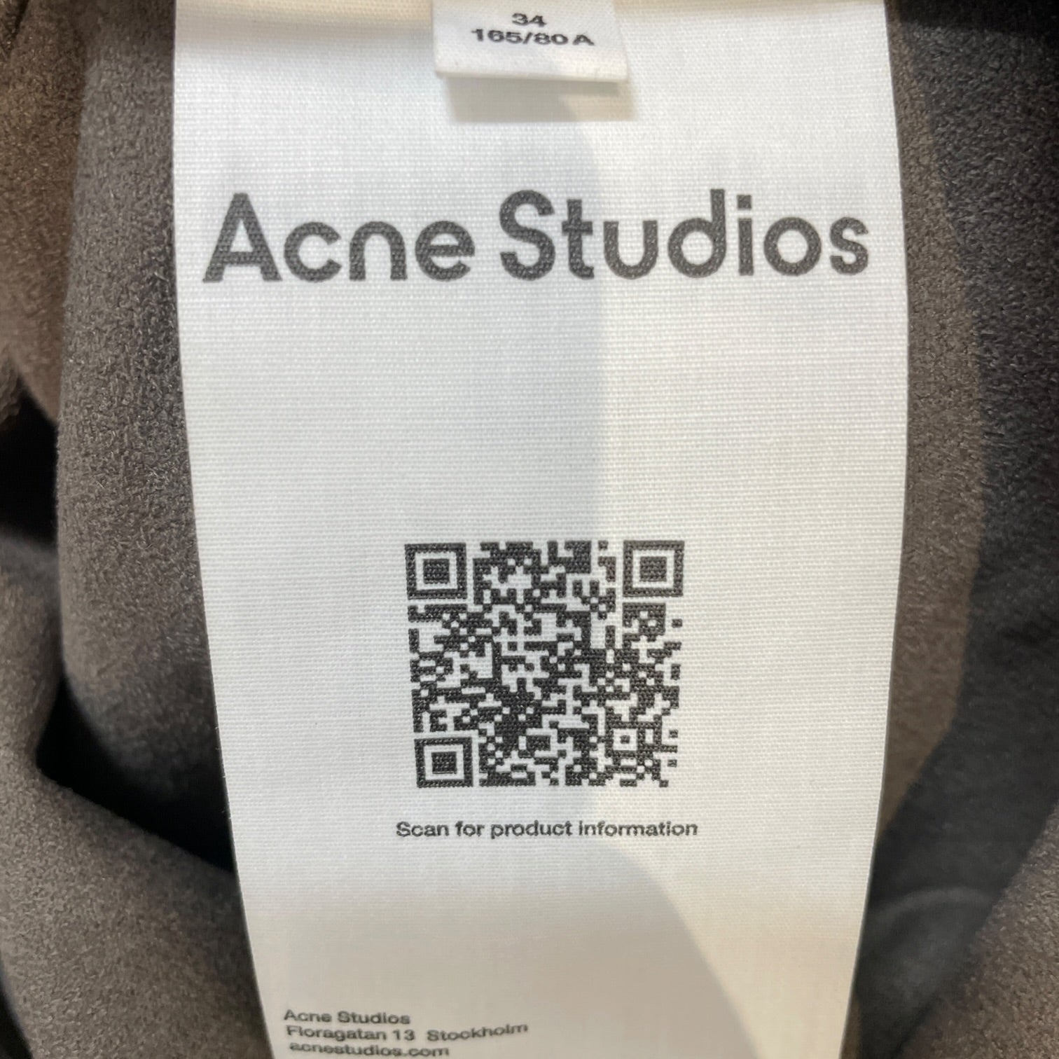Acne Studios/LS T-Shirt/XS/Polyester/GRY/Turtle Neck/body print suede finish view 4