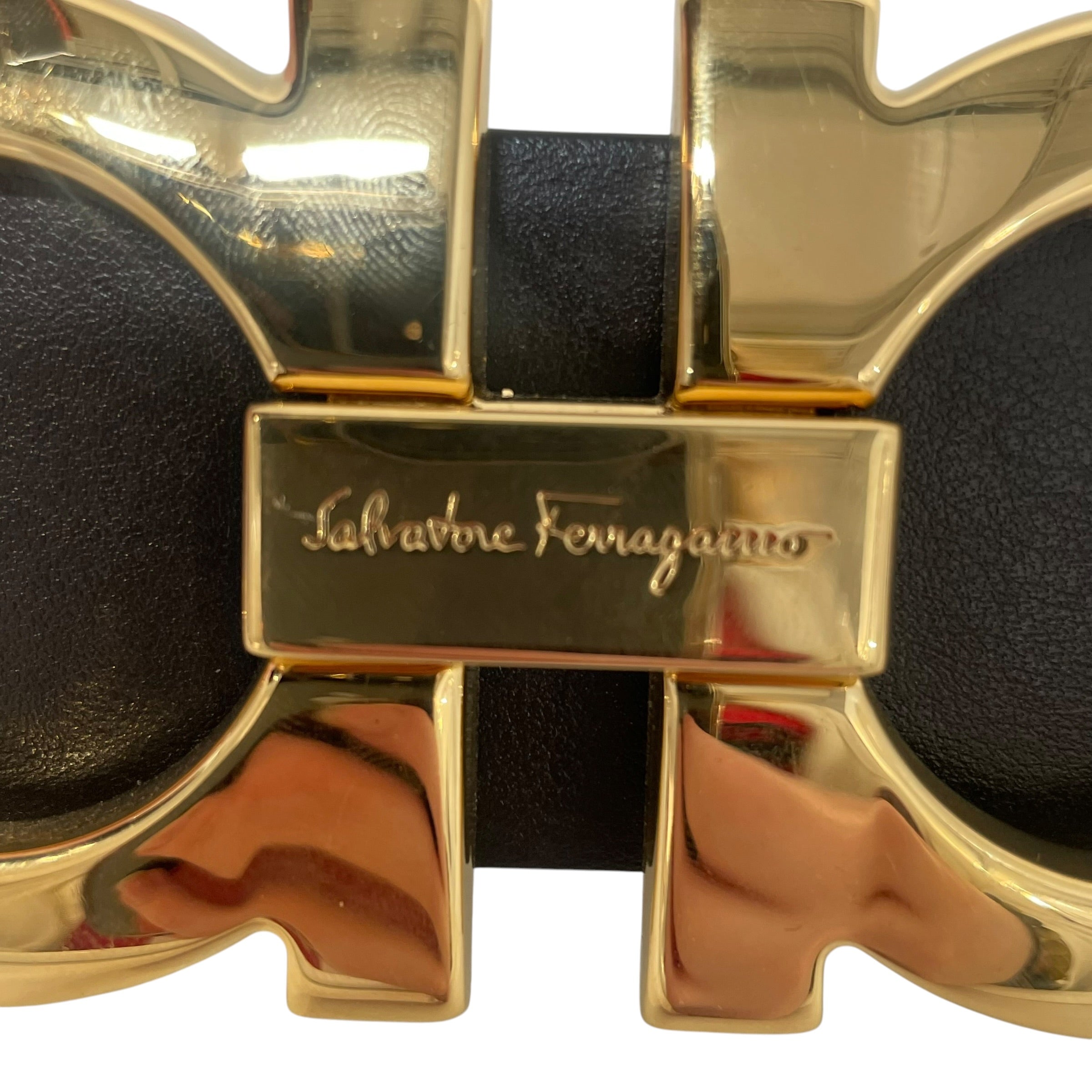 Salvatore Ferragamo/Belt/Leather/BLK/Reversible Gancini Gold Buckle view 3