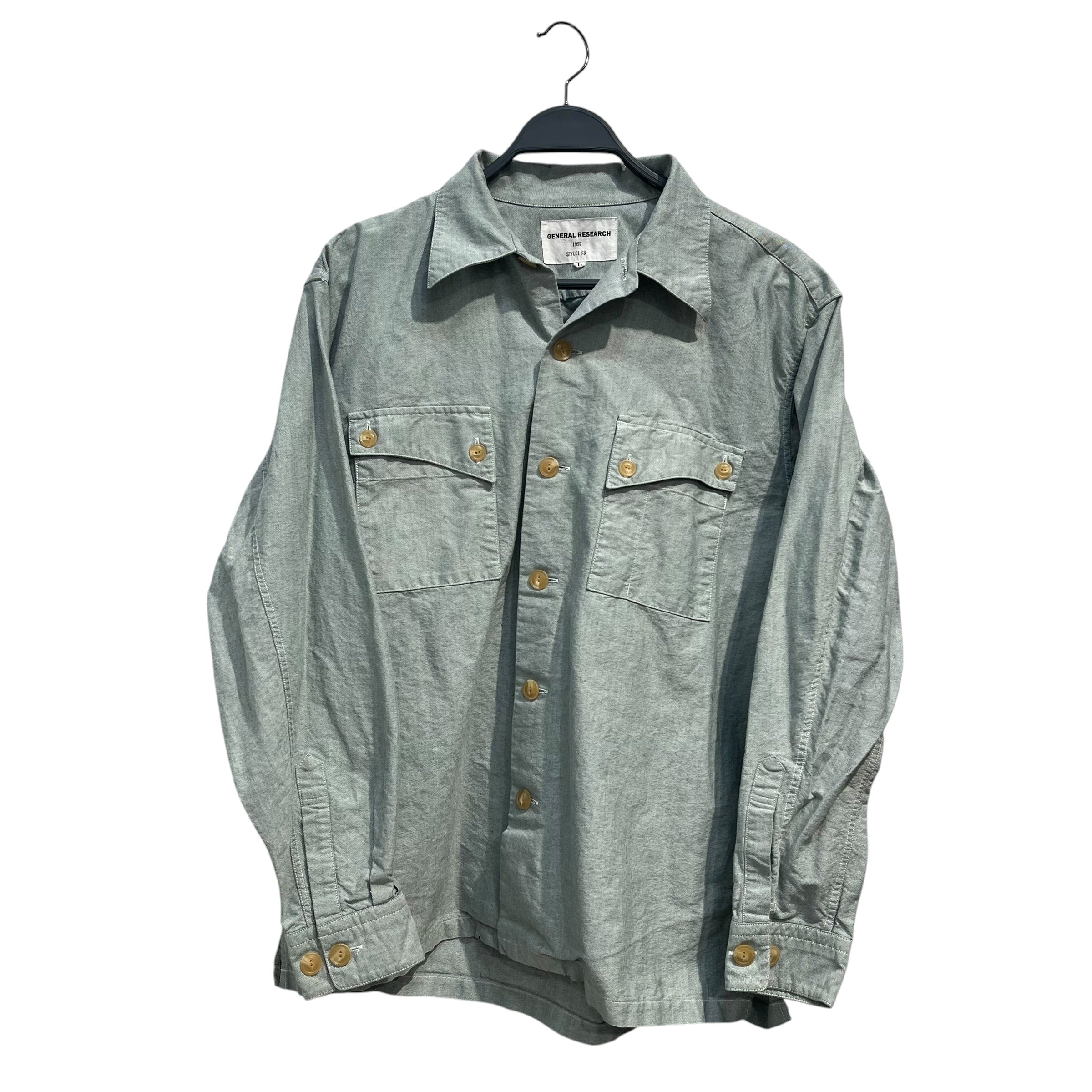 GENERALRESEARCH/LS Shirt/L/Cotton/GRN/183 CURVE POCKETS CLEAR BUTTON view 1