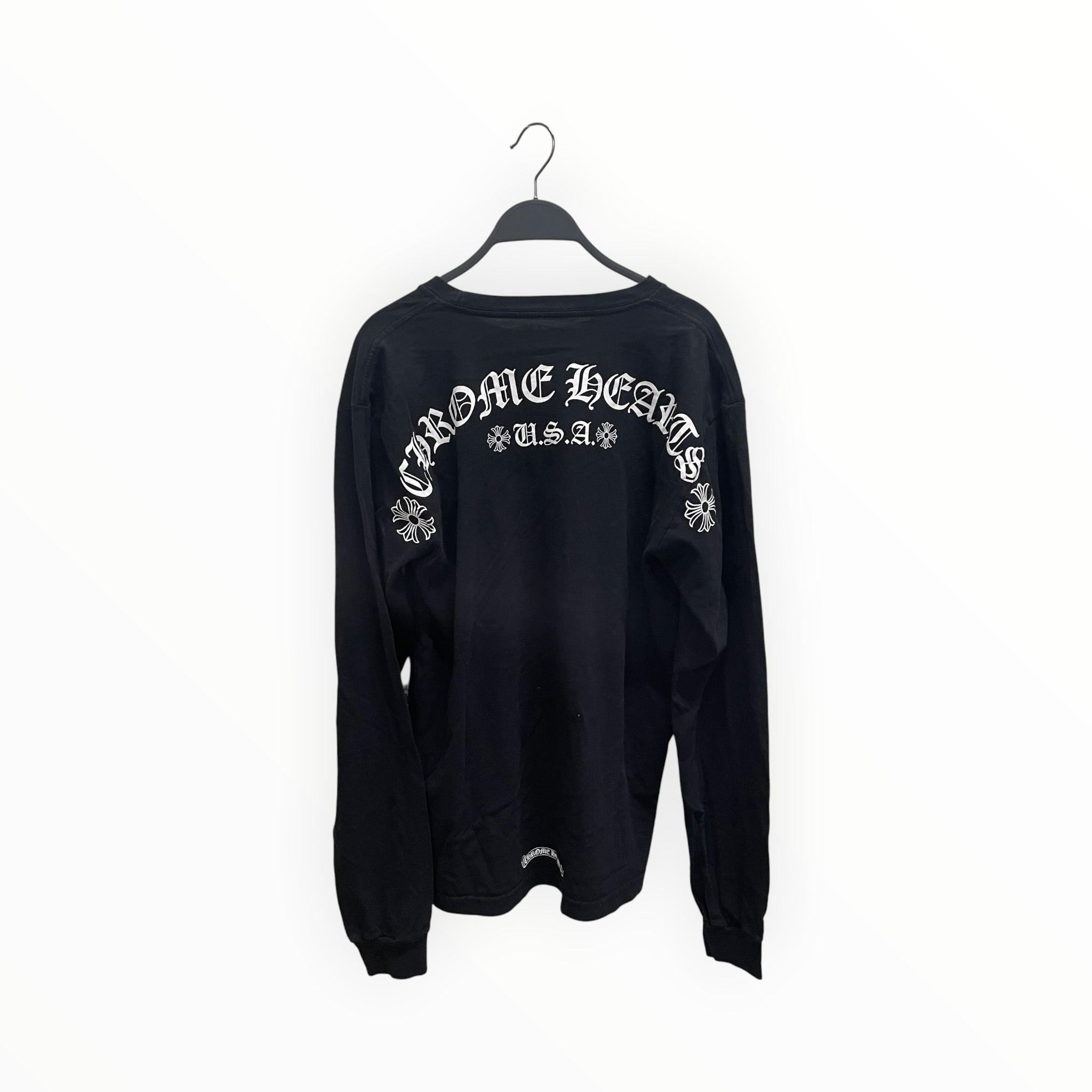 CHROME HEARTS/LS T-Shirt/L/Cotton/BLK/BACK SHOULDER LOGO view 2
