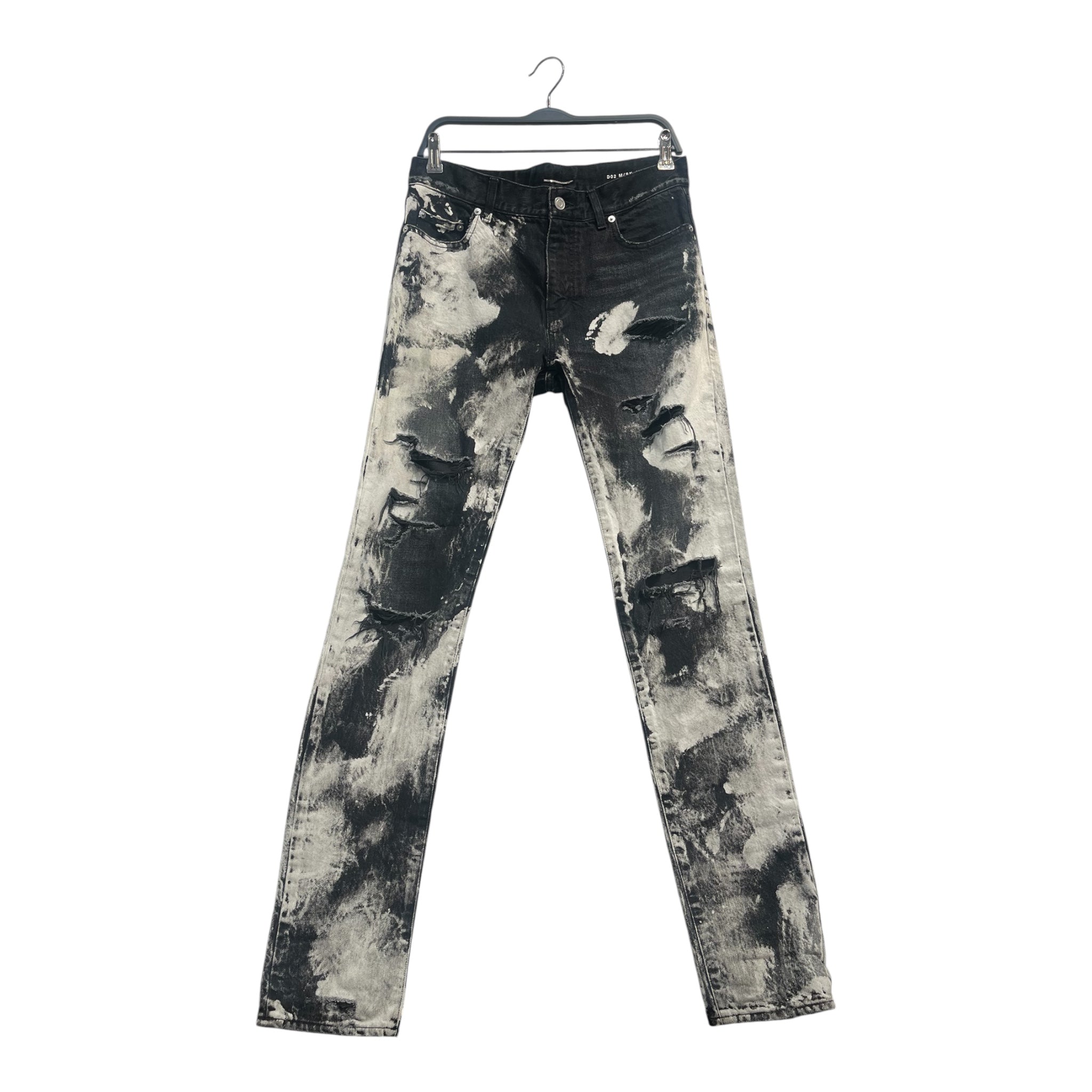 YVES SAINT LAURENT/Pants/31/Cotton/BLK/white pait splatter view 1
