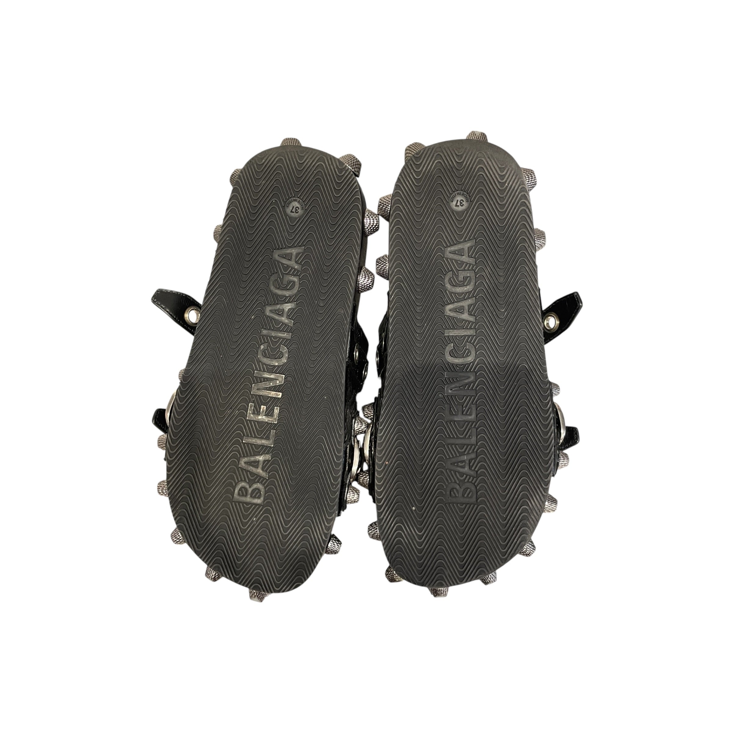 BALENCIAGA/Sandals/US 6/Leather/BLK/Studded with silver buckles view 6