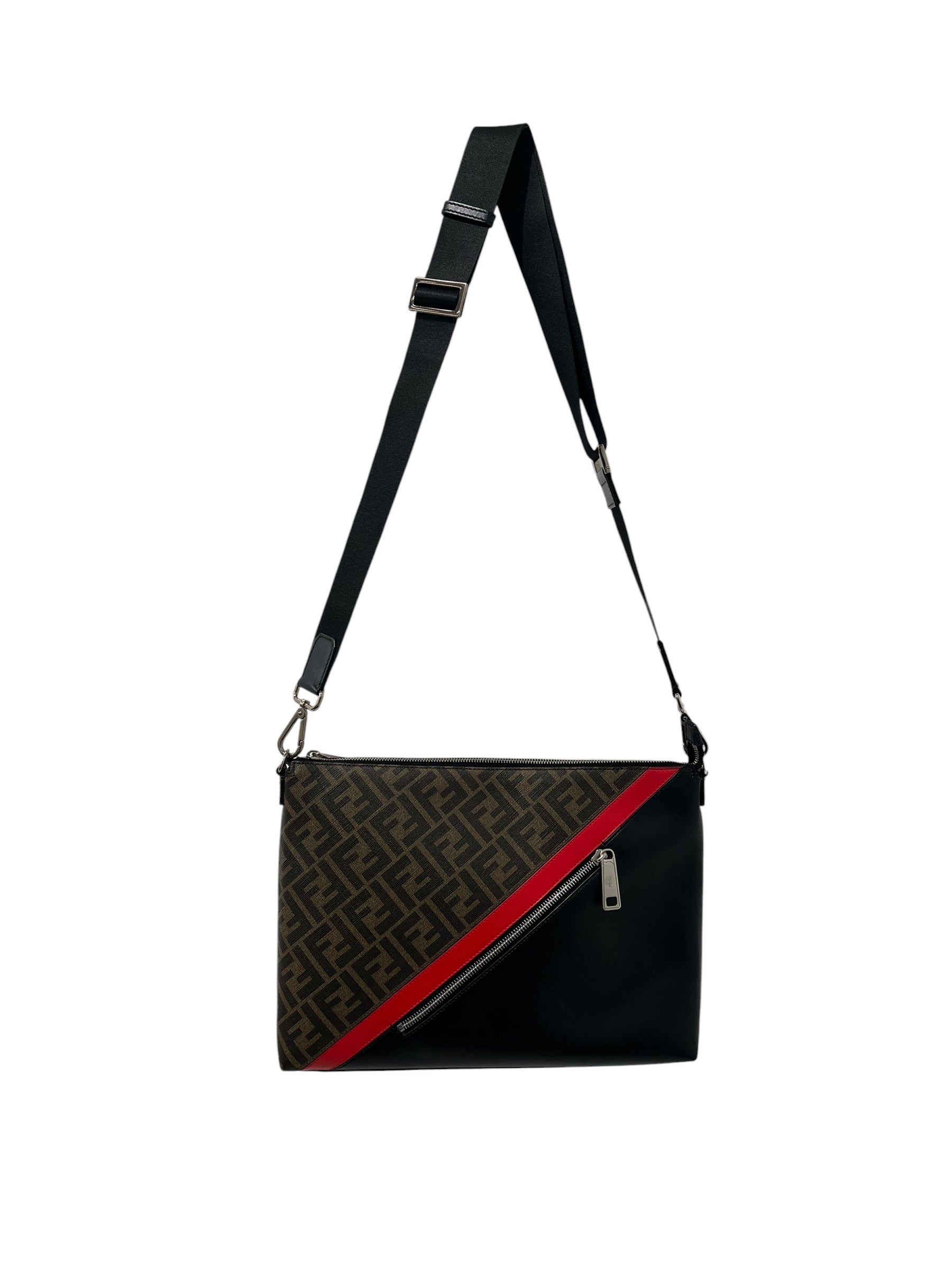 FENDI/Cross Body Bag/BLK/DIAGONAL MESSENGER BAG RED BLK view 1