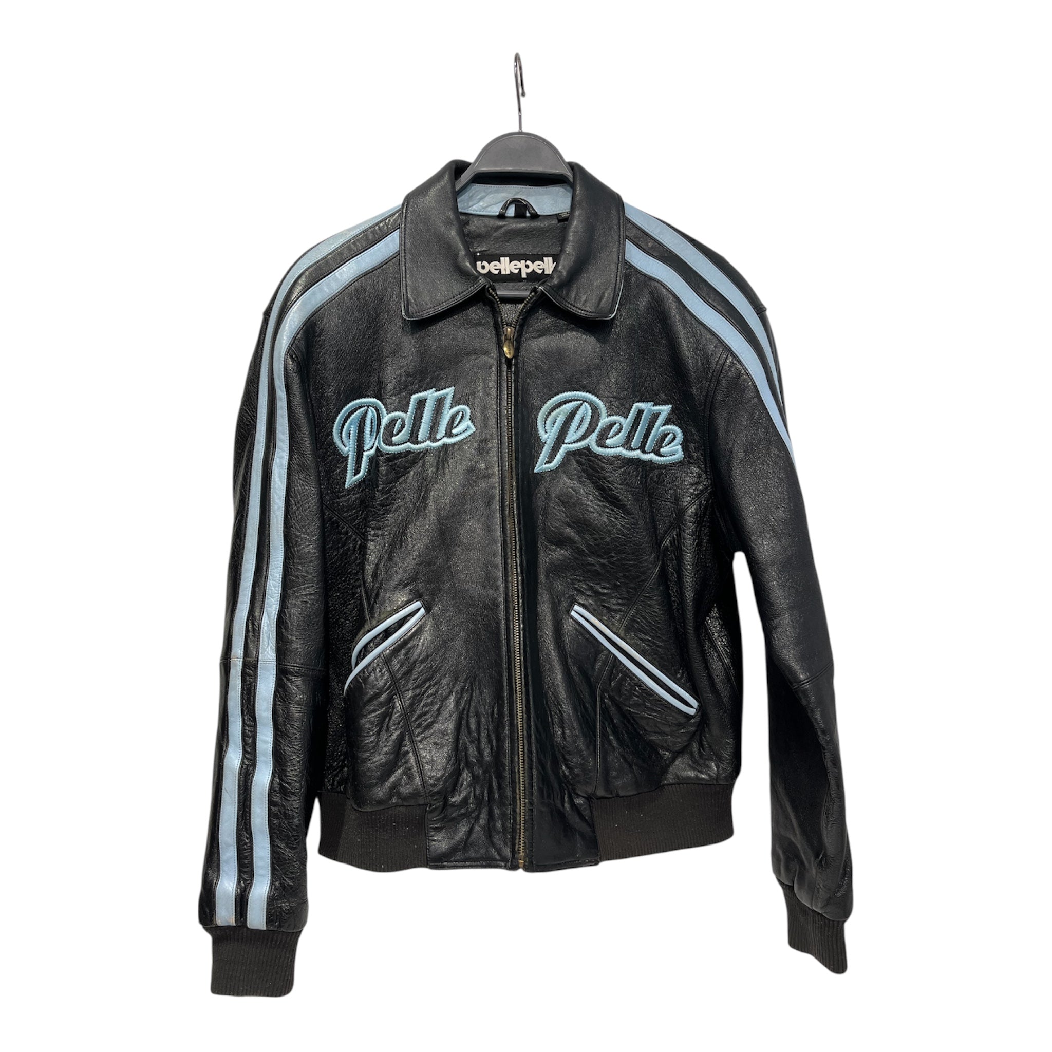 Pelle Pelle/Leather Jkt/16/Leather/BLK/LEATHER JKT BLUE STRIPES view 1