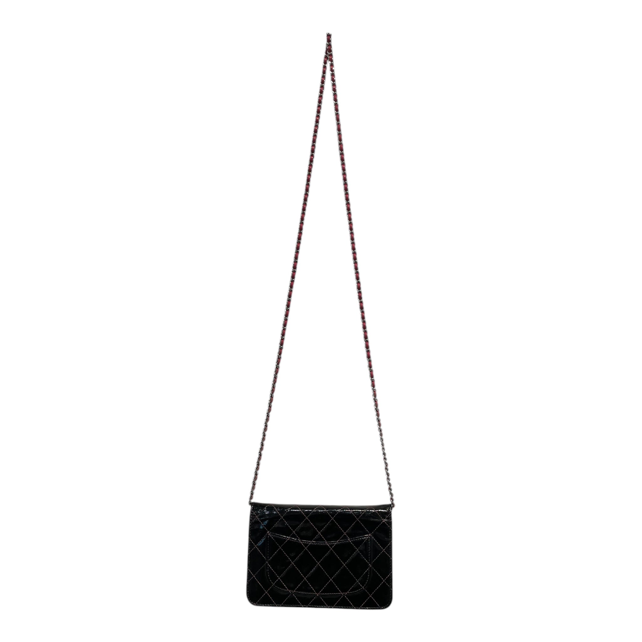 CHANEL/Cross Body Bag/Leather/BLK/Pink and Black Wallet on chain view 4