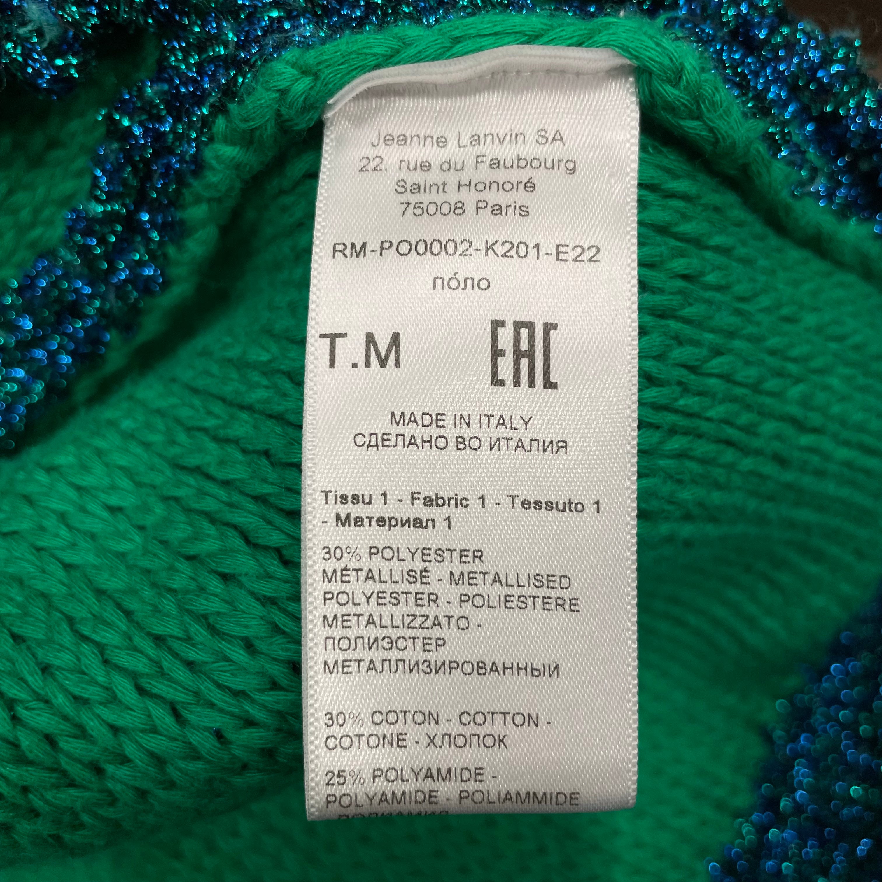 LANVIN/Heavy Sweater/M/Acrylic/GRN/4020 SPARKLY SWEATER view 4