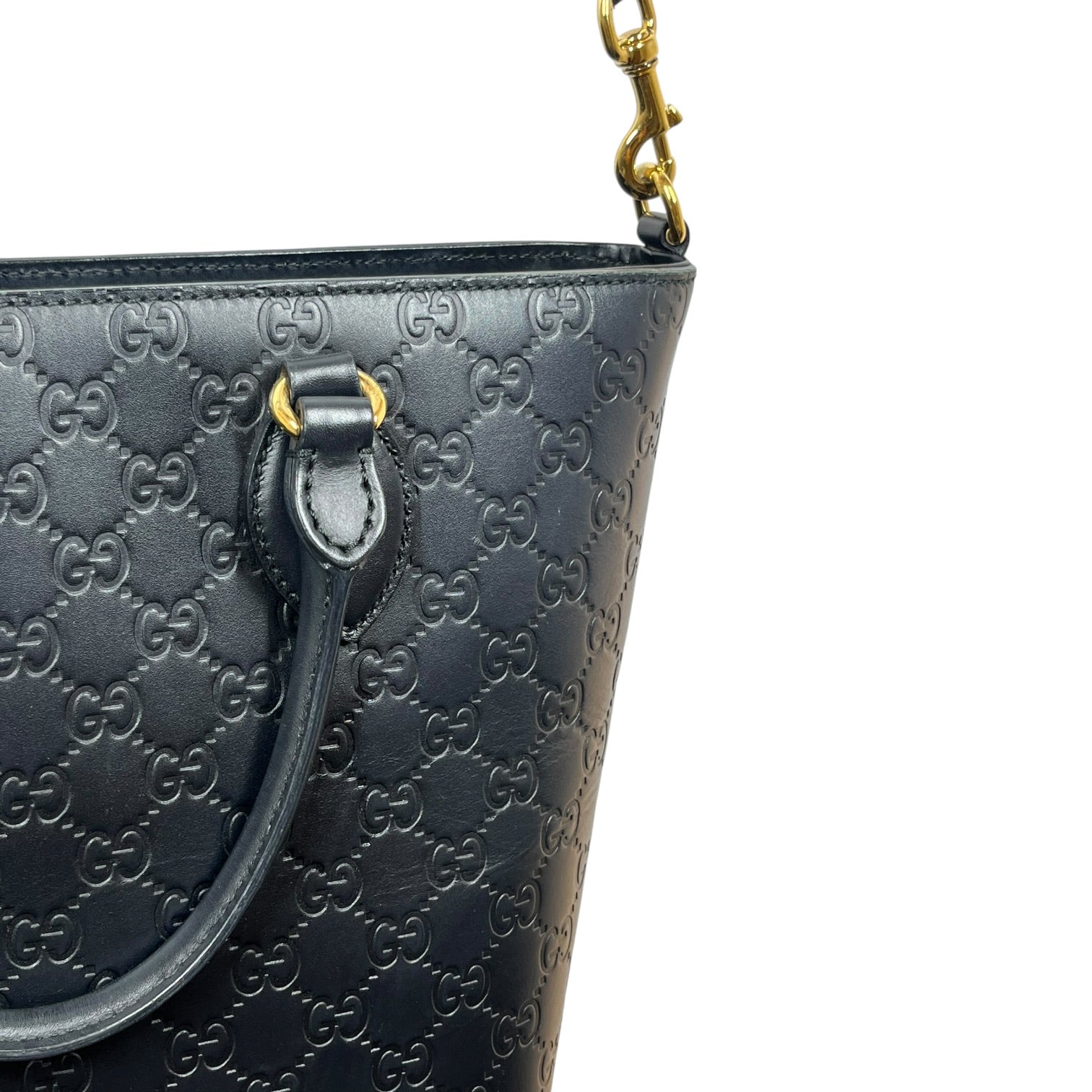 GUCCI/Tote Bag/Monogram/Leather/BLK/GUCCISSIMA LEATHER TOTE view 4