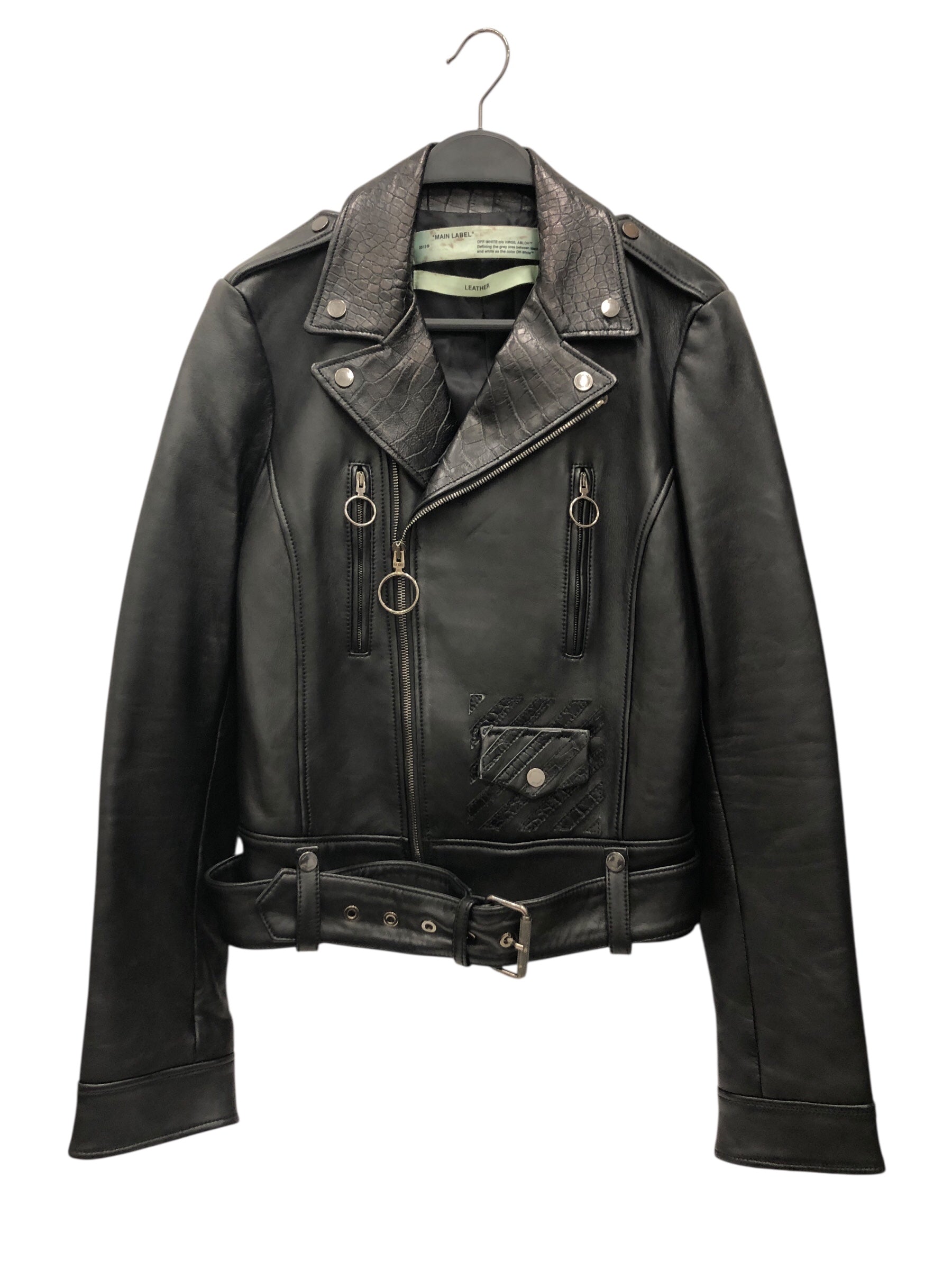 OFF-WHITE/Leather Jkt/M/Leather/BLK/Off-White O Ring Zippers view 1