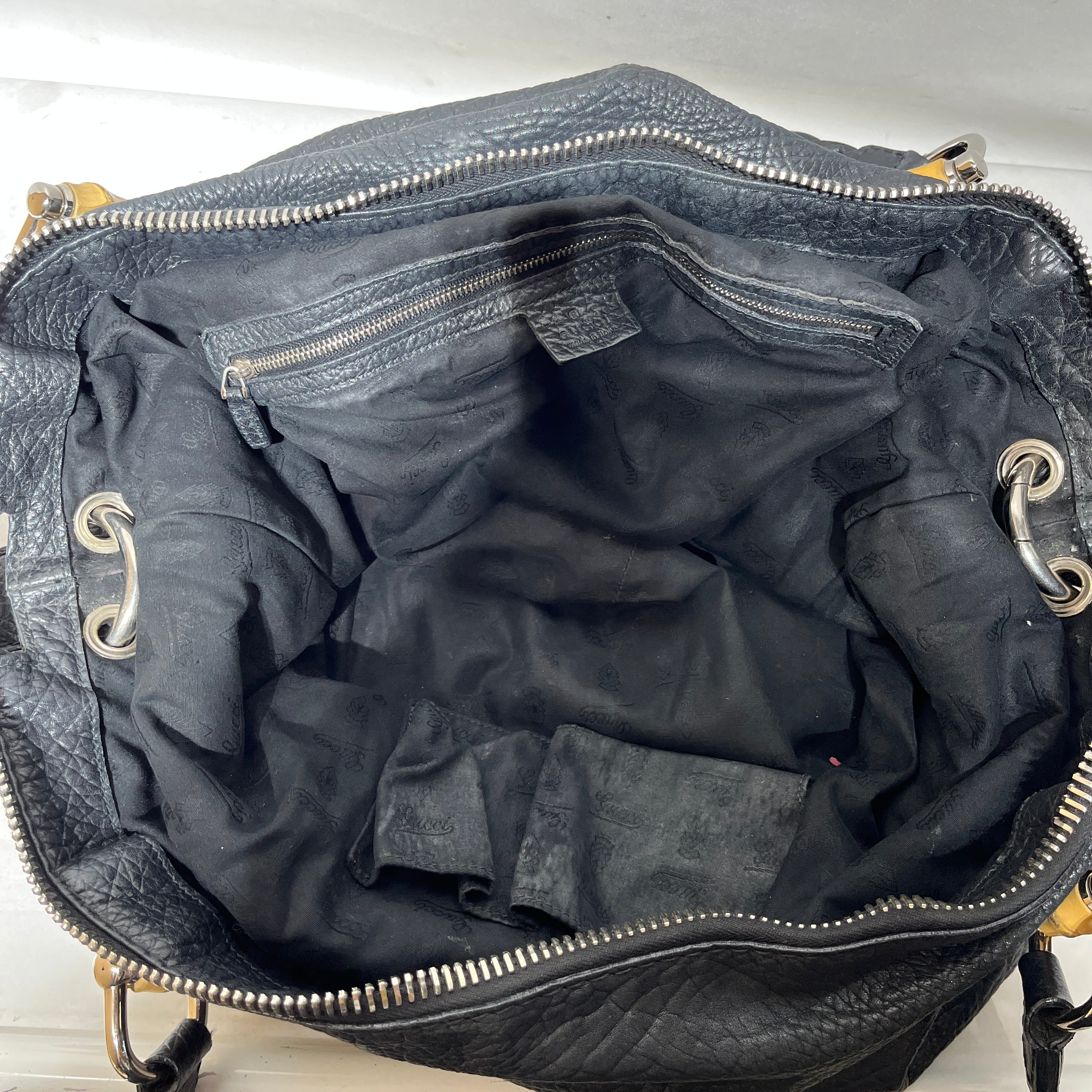 GUCCI/Tote Bag/Leather/BLK/bamboo tote view 4